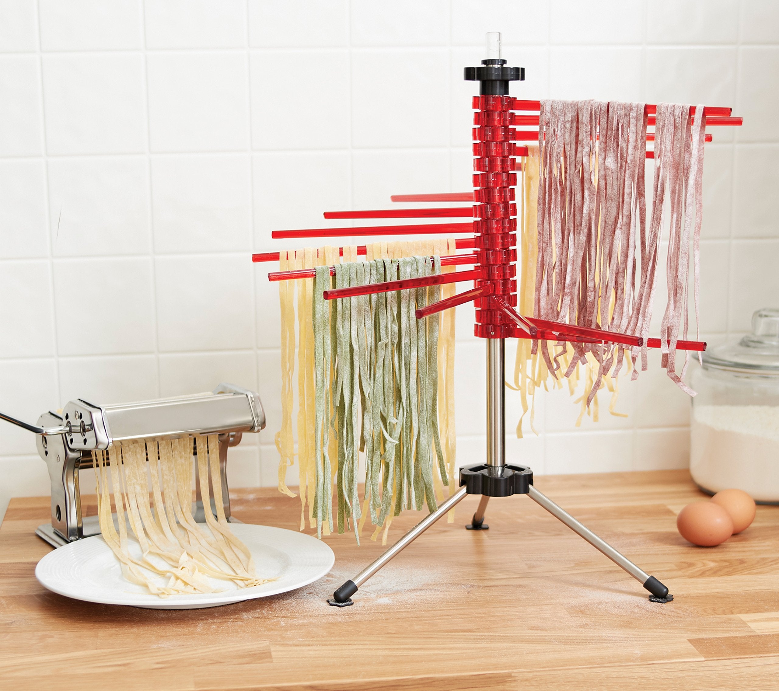 Fox Run Collapsible Pasta Drying Rack, 185 Inches, Red
