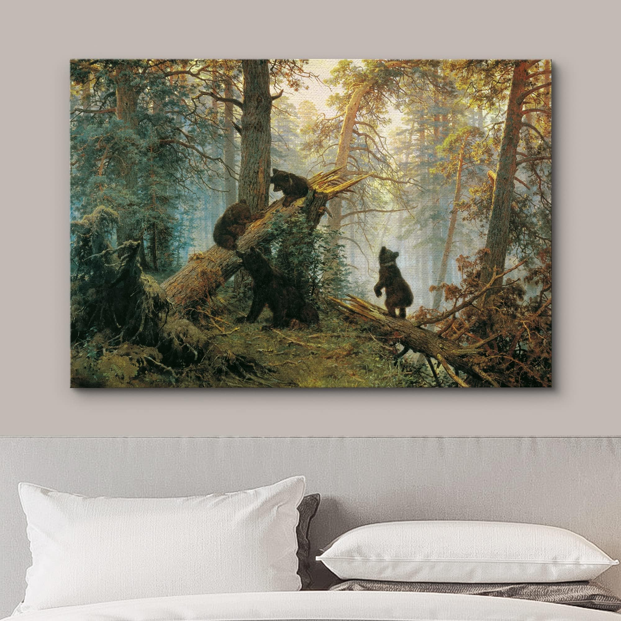 Wall26 Canvas Print Wall Art Black Bears In The Spring Forest Nature Wilderness Illustrations Modern Art Scenic Colorful Multico