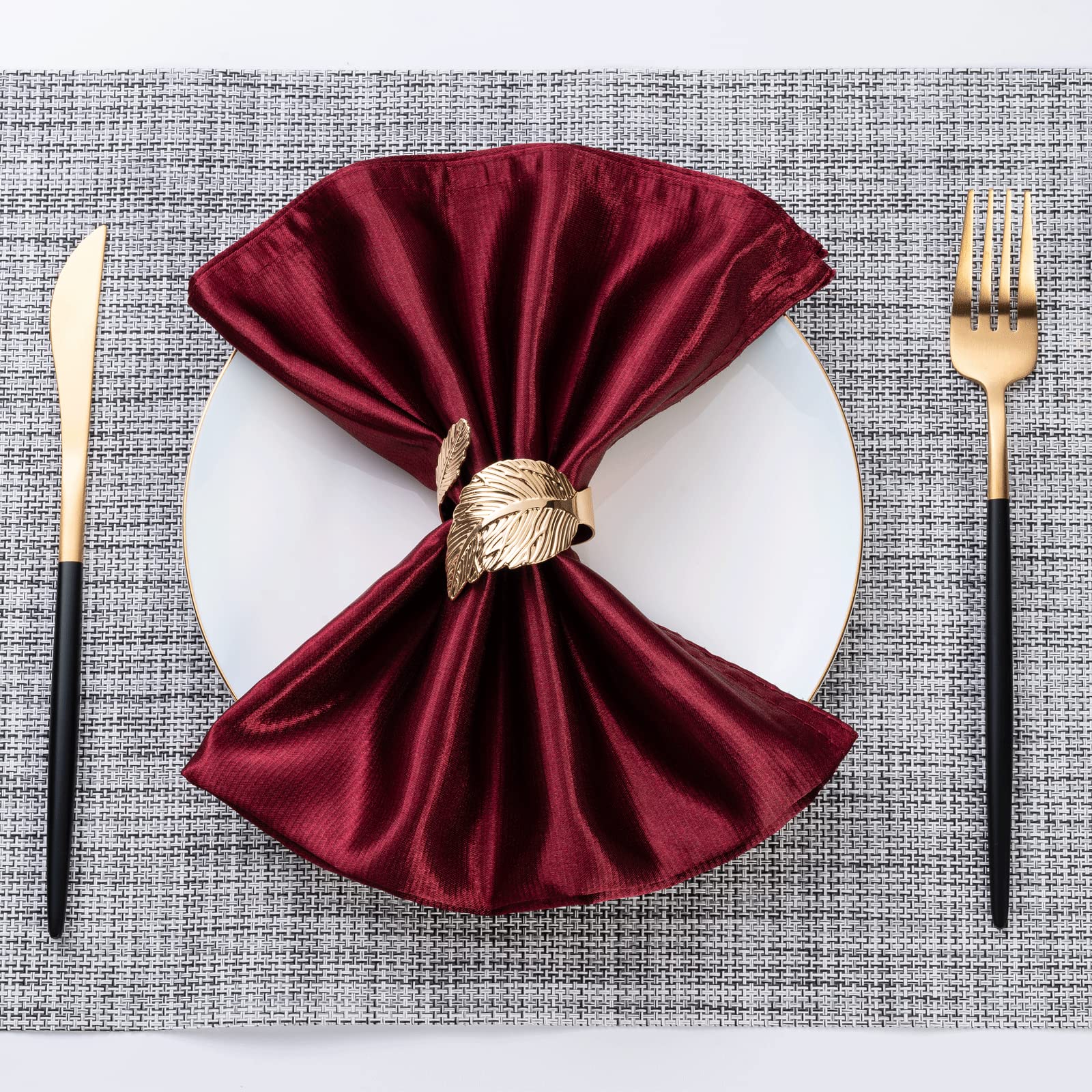 Gold Leaf Napkin Rings Set Of 8, Metal Material