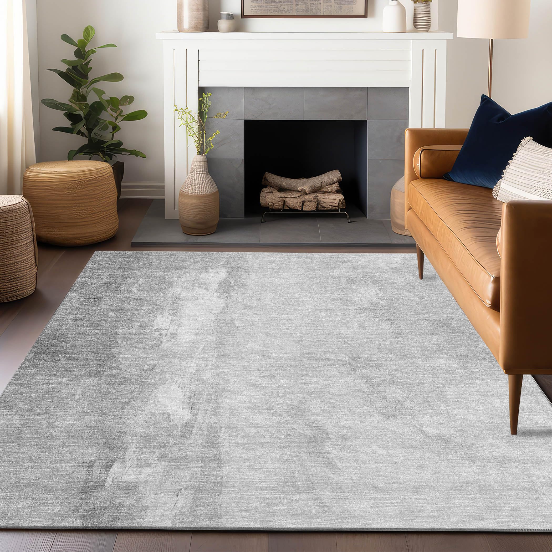 Machine Washable Indoor/Outdoor Chantille Gray 3 x 5 Rug
