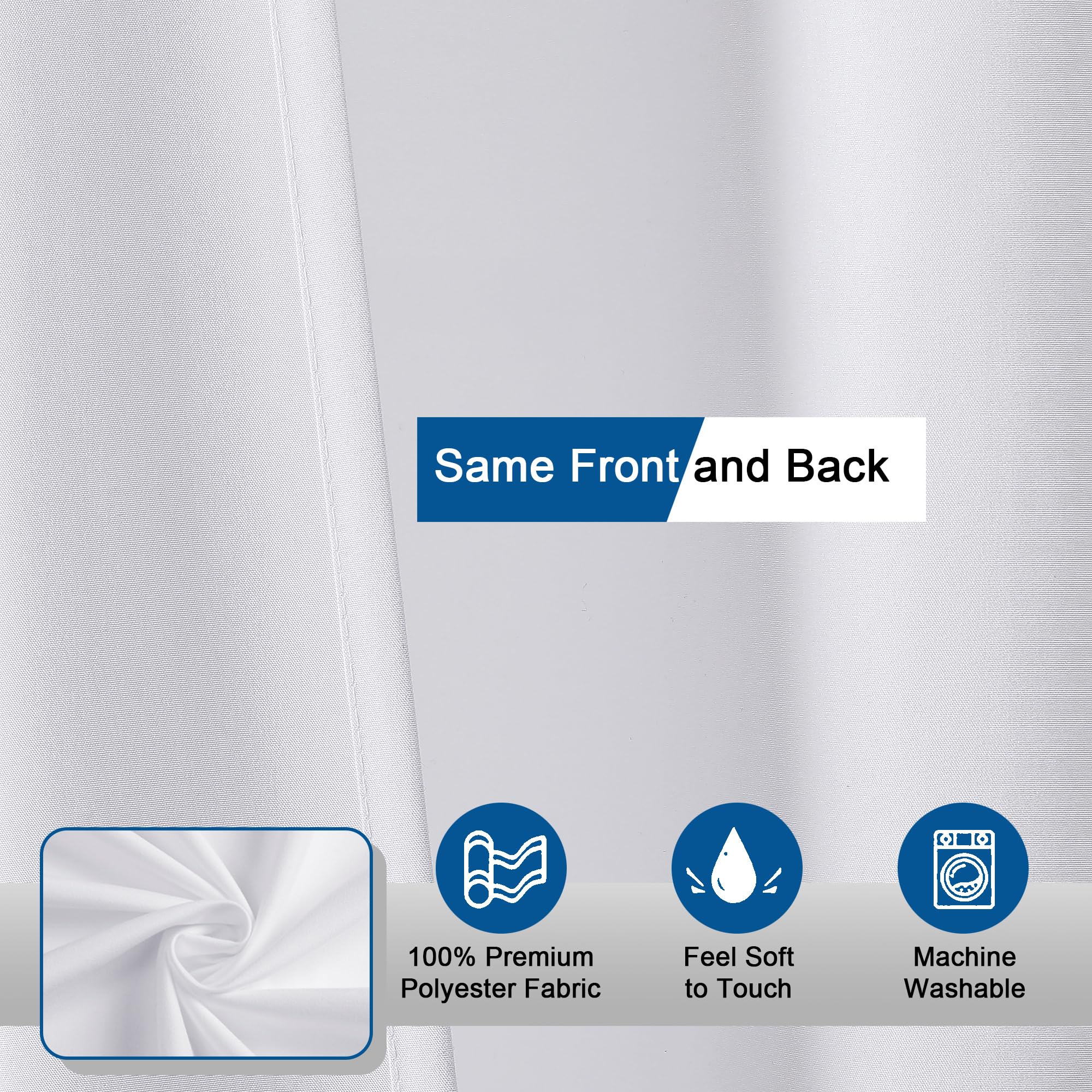 Ovzme Zora 78 Inch Shower Curtain Set With 12 Plastic Hooks, Plain Fabric White Shower Curtain For Bathroom - Long Shower Curtai