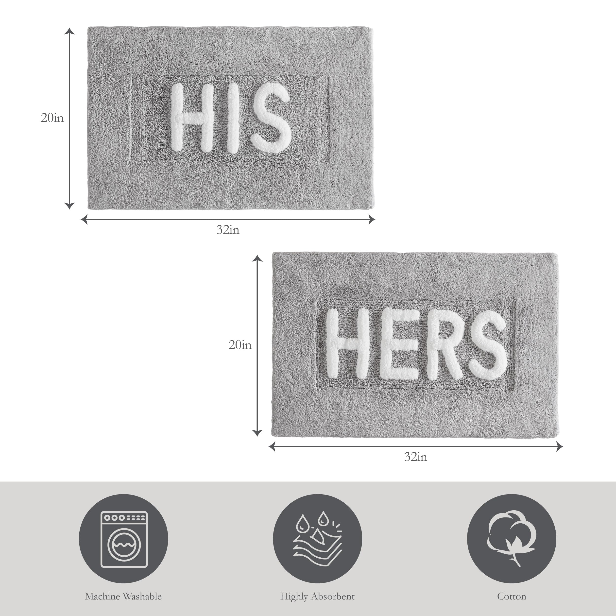 Creative Home Ideas Cotton 2-Piece Bath Rug Set - Soft Cotton Bath Mat - Bathroom Decor - Water Absorbent And Machine Washable -