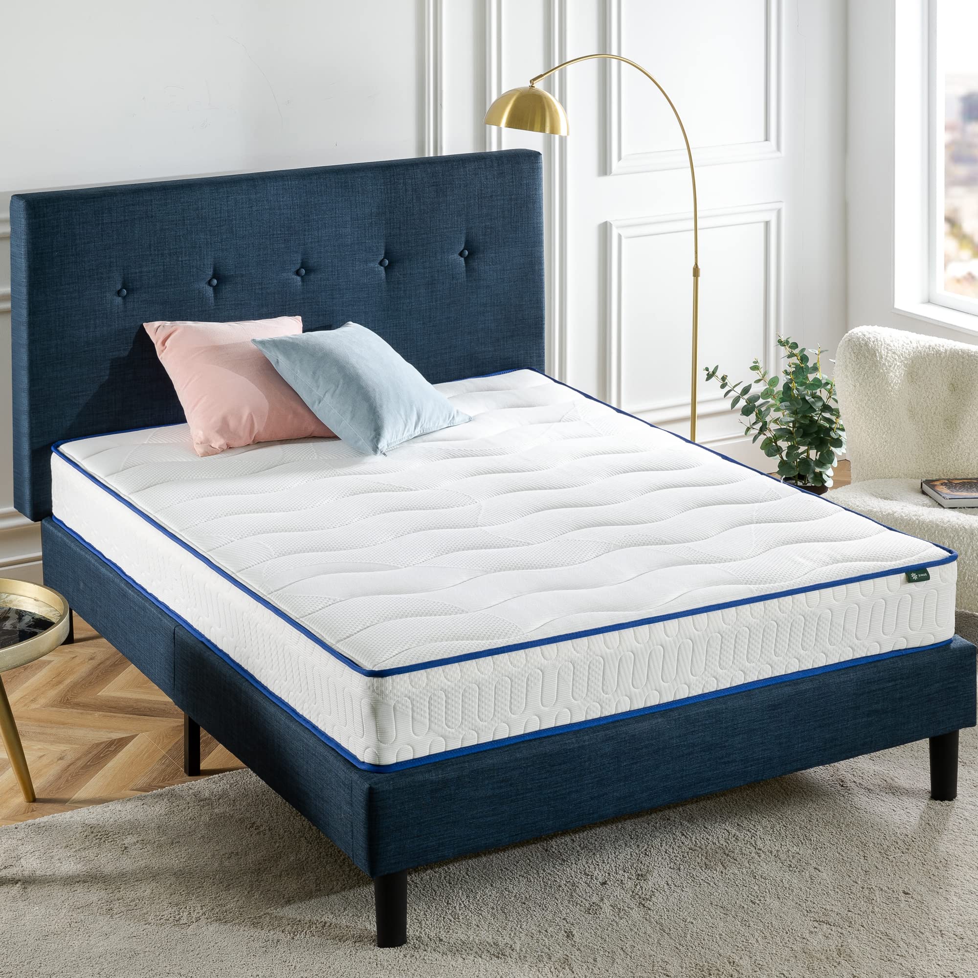 Zinus 8 Inch Essential Innerspring Mattress, Queen, Medium Firm Feel, CertiPUR-US Certified, Mattress in A Box