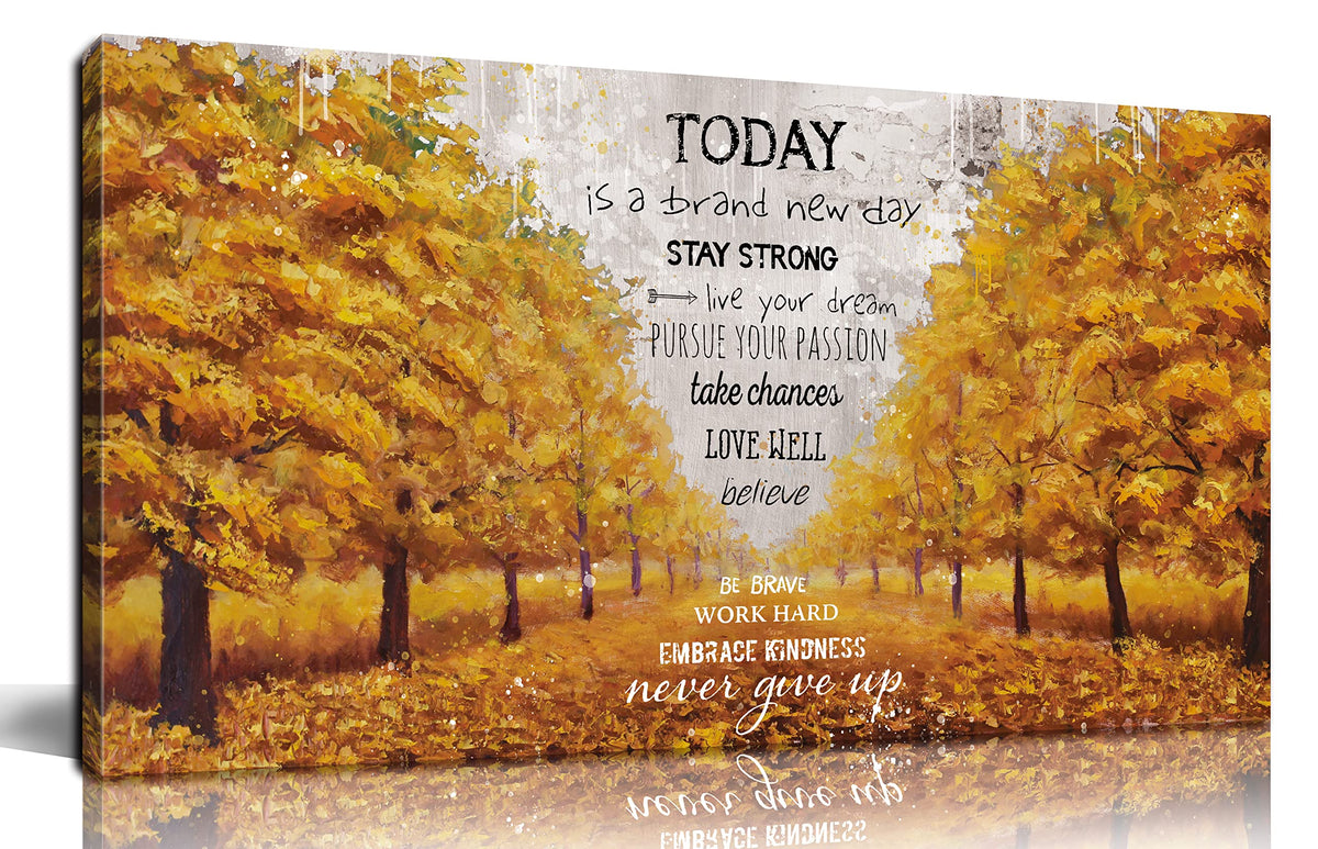 Motivational Canvas Wall-Art - Yellow Wall Decor - Inspirational Posters For Office Ready To Hang Size 20 '' X 40 ''