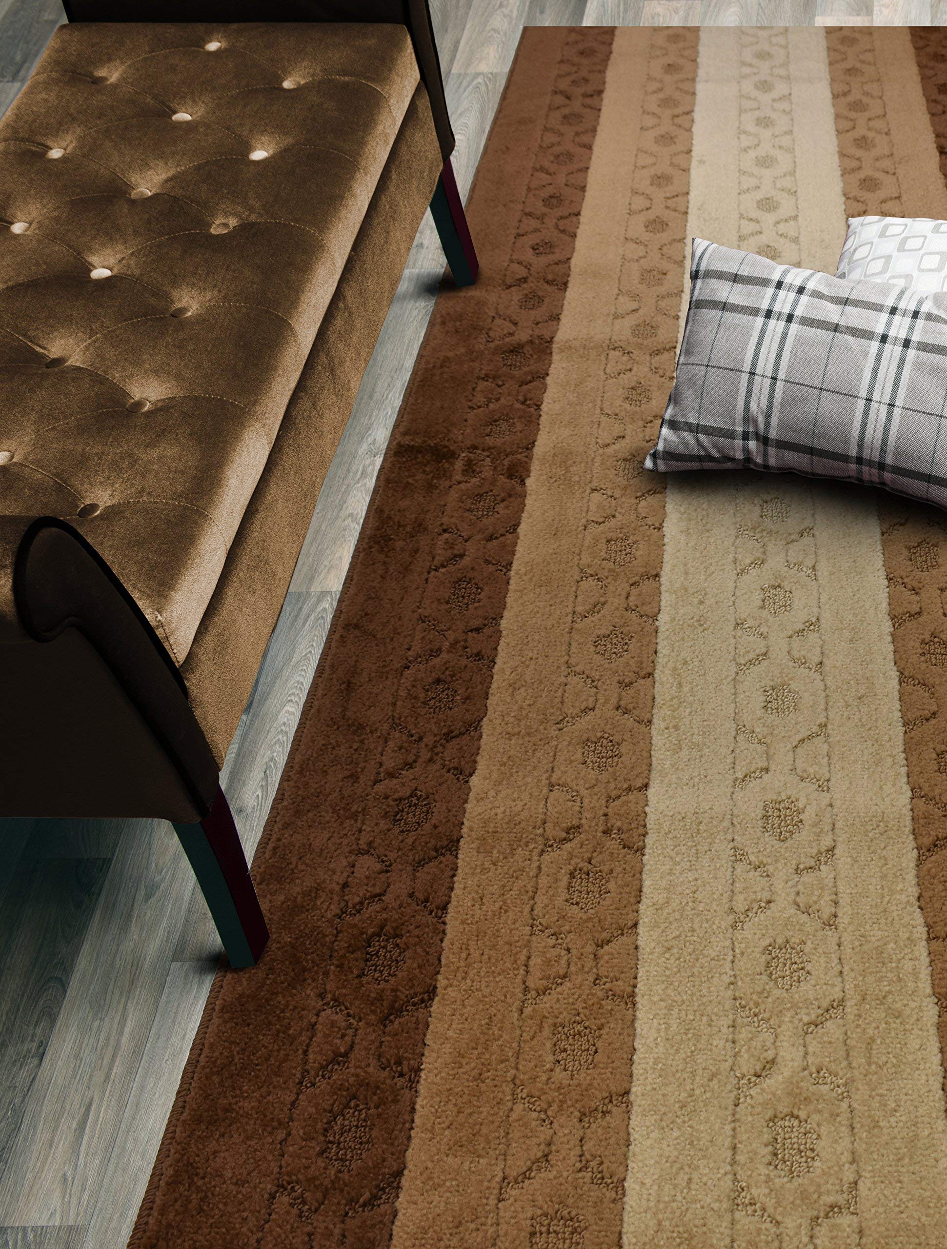 ORFA HOME Custom Size Trellis Hallway Runner Rug Slip Resistant, 26 Inch Wide x Your Choice of Length Size, Brown, 26 Inch X 21 