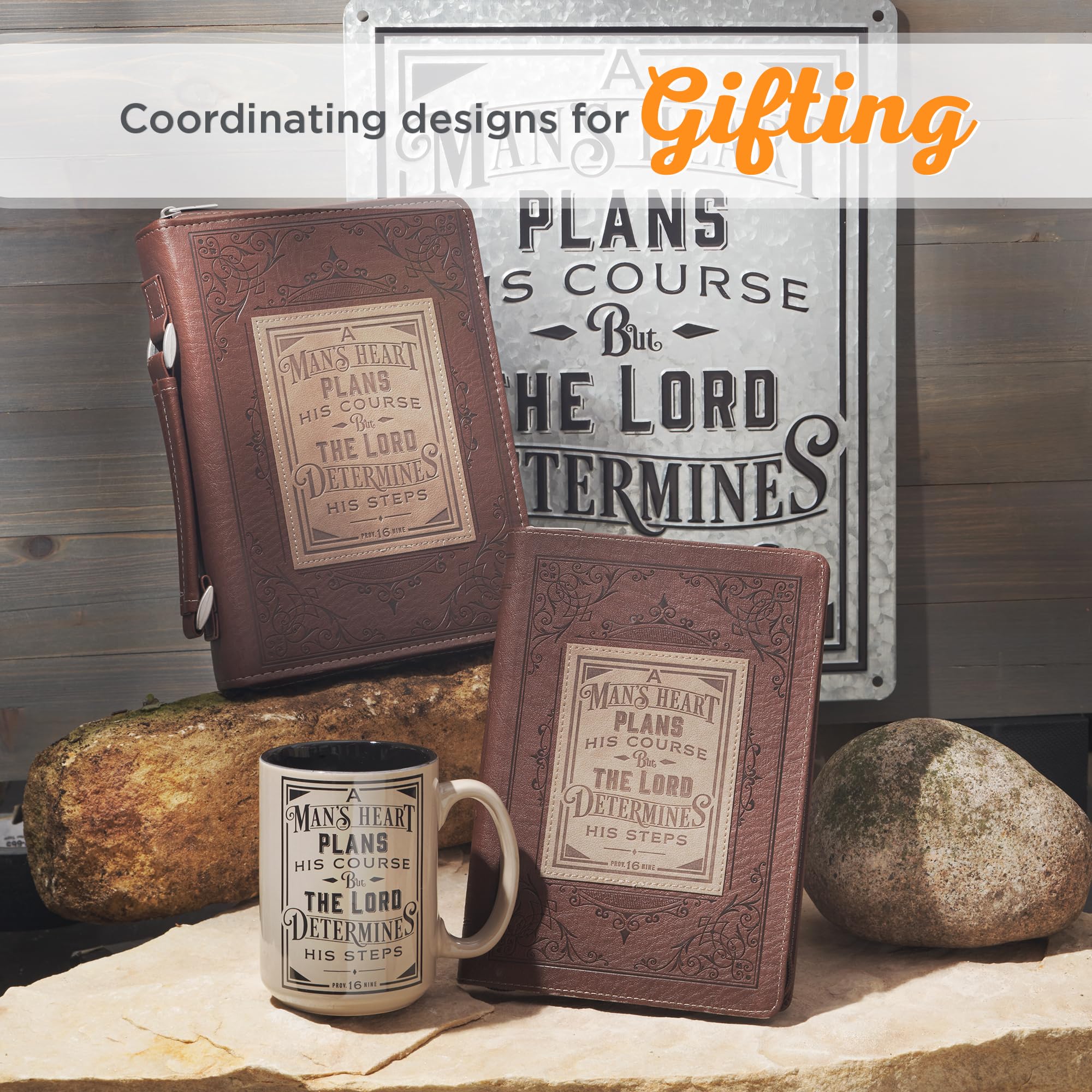 Christian Art Gifts Large Ceramic Coffee & Tea Mug for Men, Dads & Pastors: Mans Heart Plans Inspirational Bible Verse Microwav