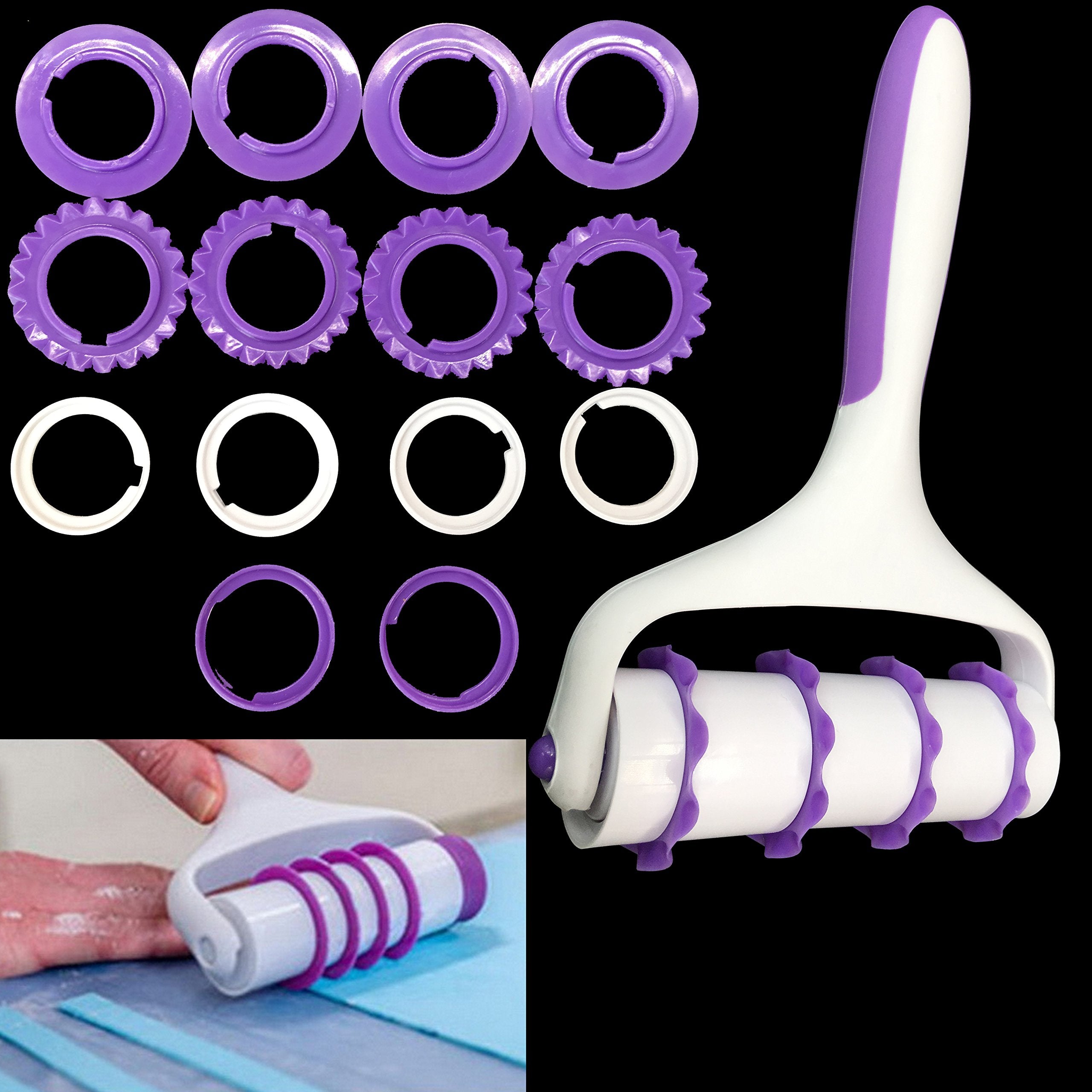 Kootips Fondant Ribbon Cutter, Food Grade Plastic Cookie Stamp Mould Cake Cupcake Fondant Decorating Tool (25Pcs Fondant Ribbon