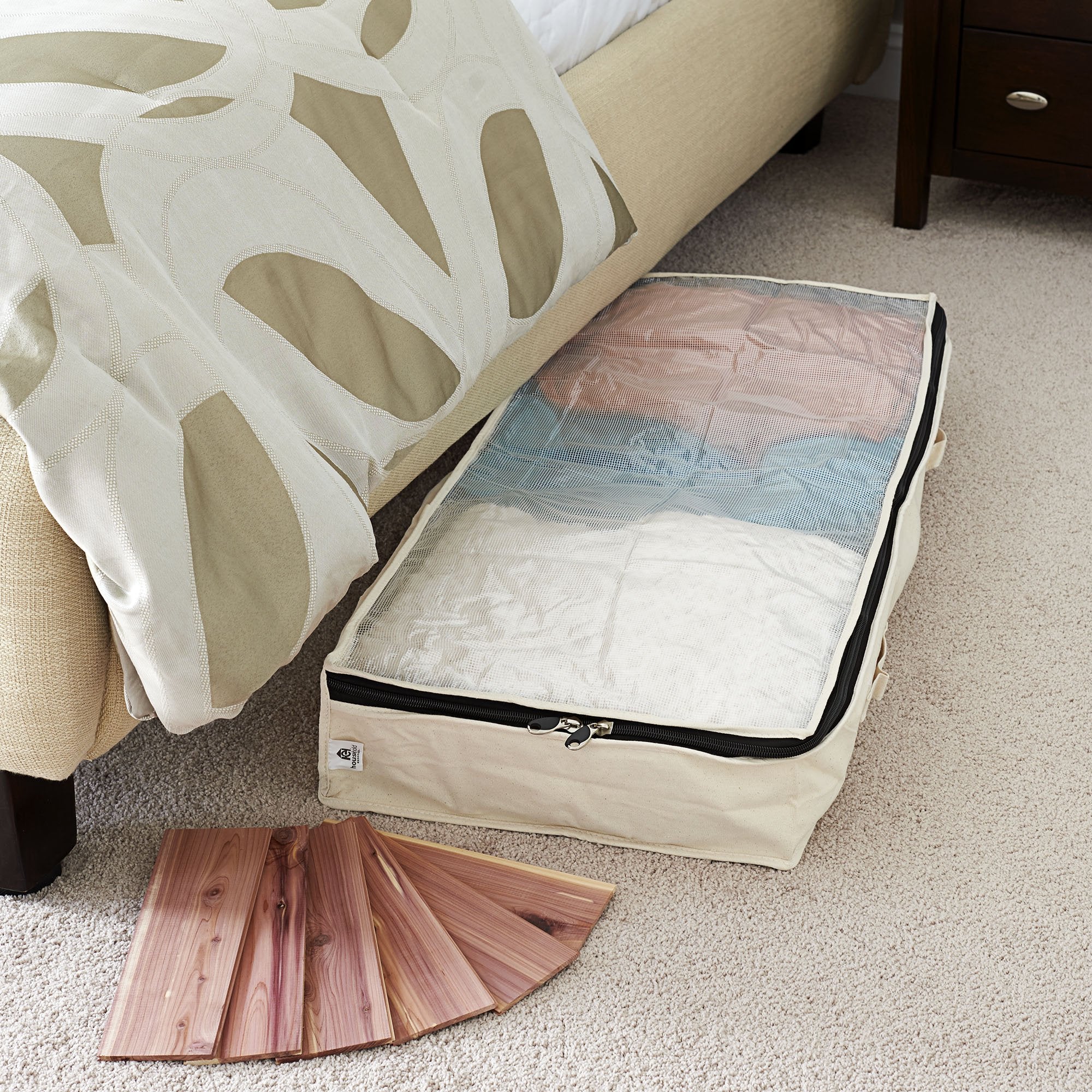 Household Essentials Cotton Canvas Under Bed Clothing and Linen Storage Bag | Natural