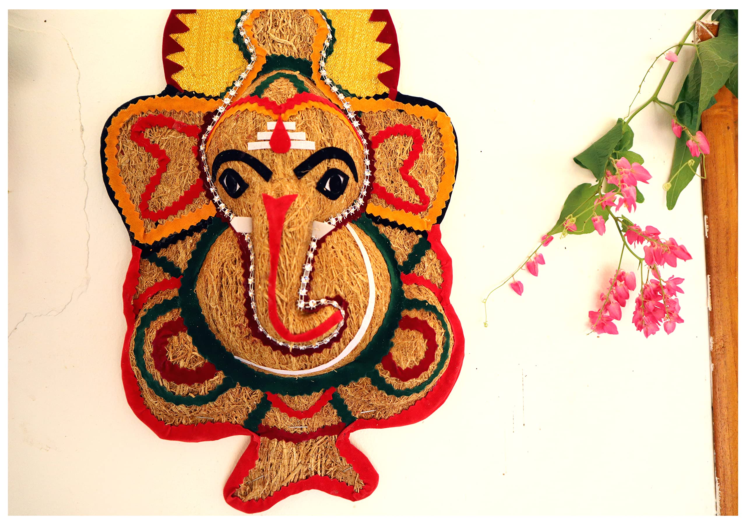 Usira Vetiver Ganesha Ji Statue,Big Sitting Ganpati Wall Hanging From Lavancha Root Sculpture Lord Ganesh Idol Lucky Feng Shui W