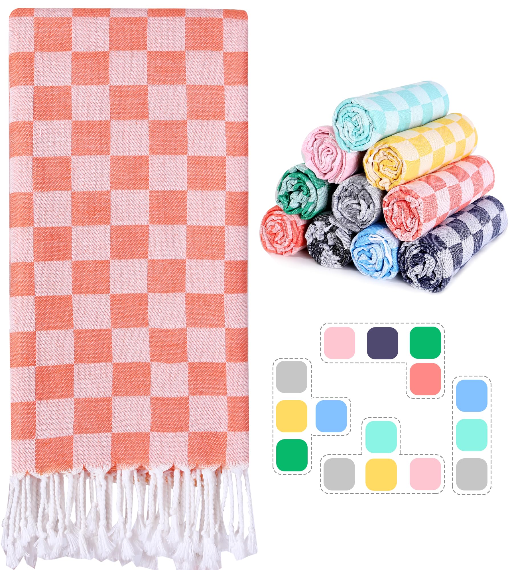 Antfuny Turkish Beach Towels Towel Women Birthday Coral Plaid, Teacher Appreciation Thank You Gifts, Mothers Days Mom Bridesmaid