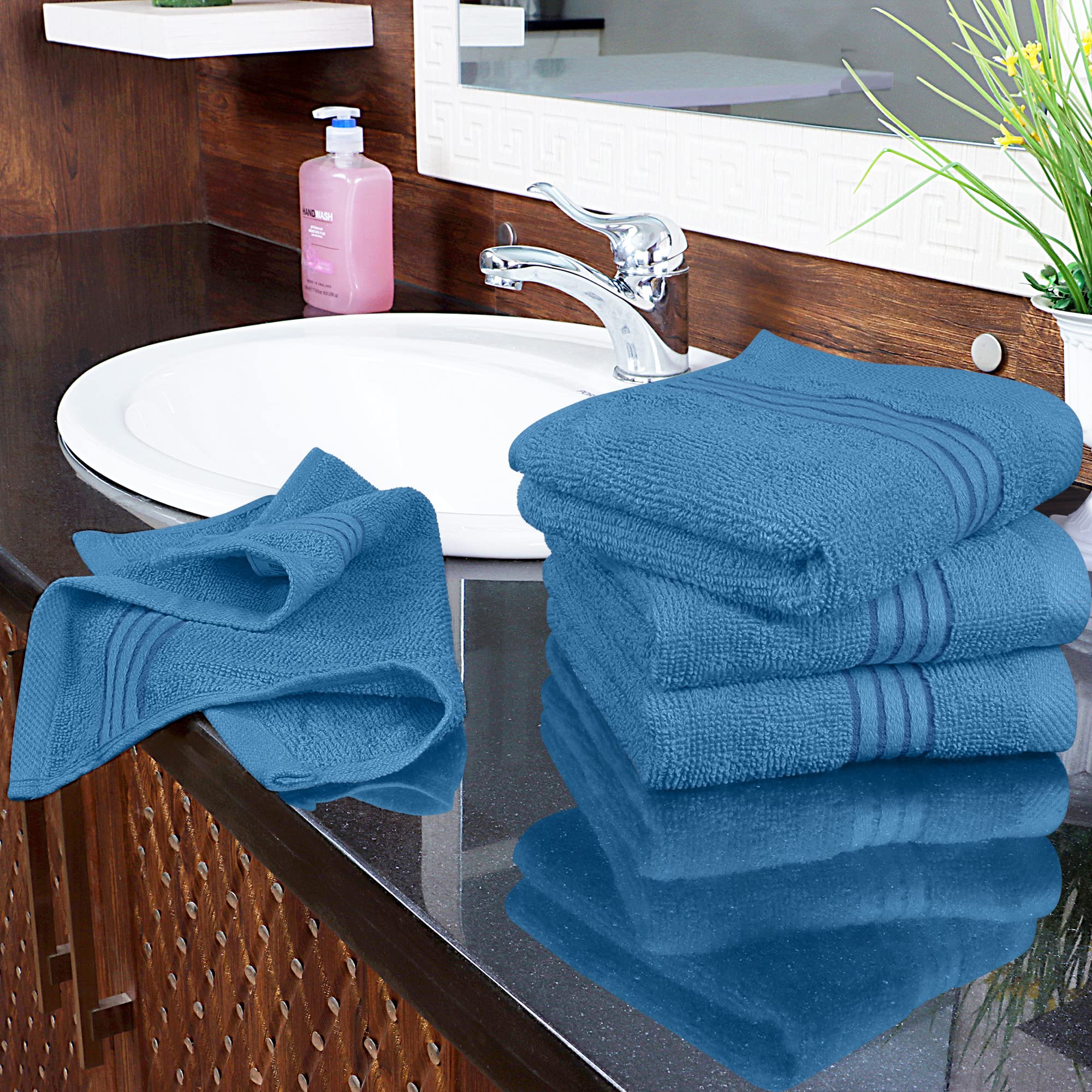 Utopia Towels 12 Pack Premium Wash Cloth Towel (12x12Inches) 100% Cotton Flannel  Ring Spun  Highly Absorbent and Soft Feel Washcloths for Bathroom  Spa  Gym  and Face Towel (Electric Blue)