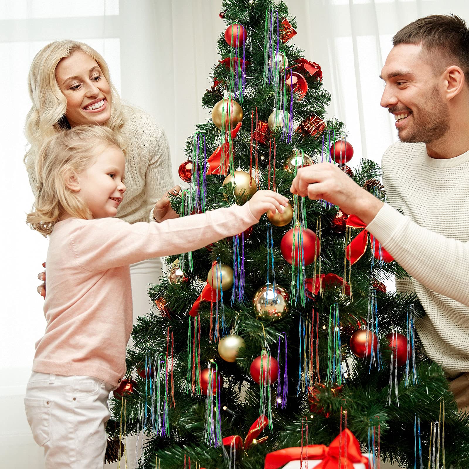 2500 Strands Christmas Tinsel Garland Decorations Tinsel Foil Fringe Icicles for Christmas Holiday Decor Birthday Home Graduatio