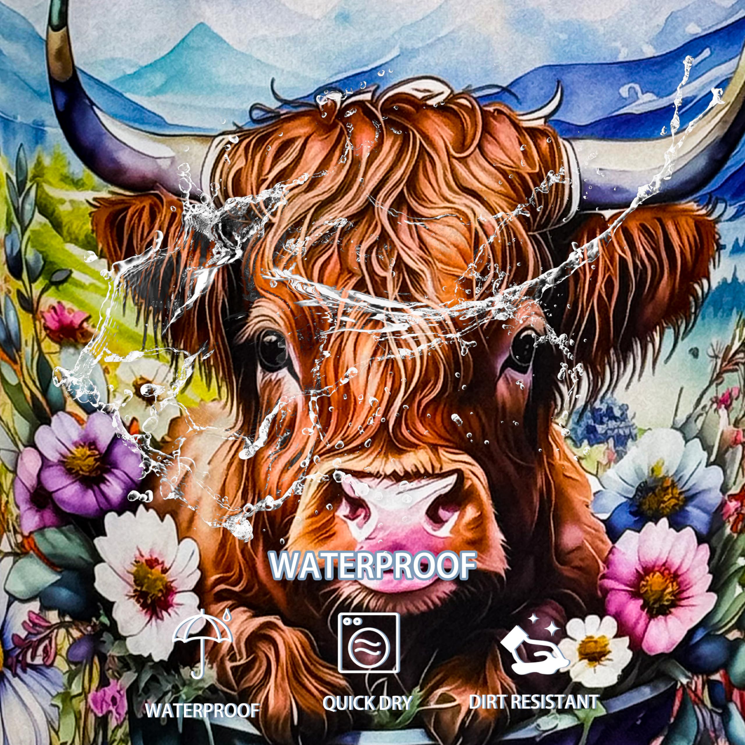Highland Cow Laundry Basket Colorful Flowers Foldable Oxford Cloth Funny Tote Bag Laundry Hamper Clothes Storage Bucket Toy Orga