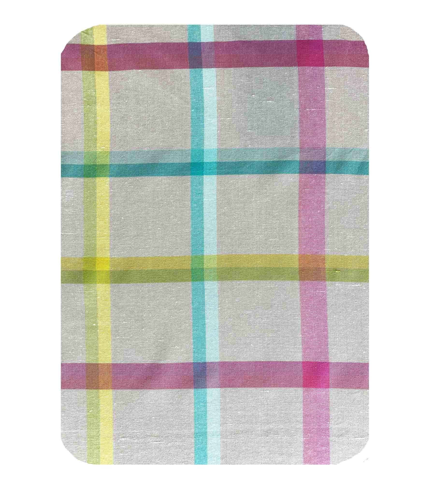 Lintex Prism Contemporary Easter Cottage Plaid Cotton Weave Fabric Napkins, Country Classic Aqua, Pink And Green Plaid Indoor/Ou