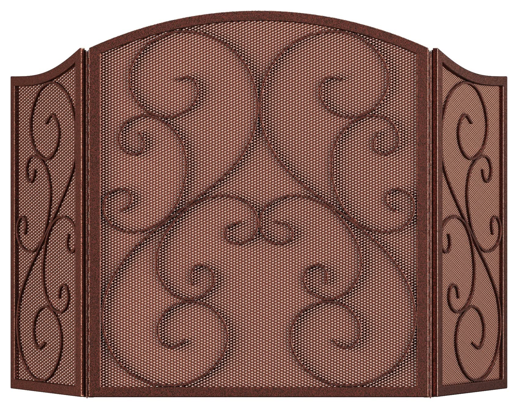 Fire Beauty Fireplace Screen 3 Panel Wrought Iron Metal 48 ''(L) X30(H) Spark Guard Cover(Antique Bronze)