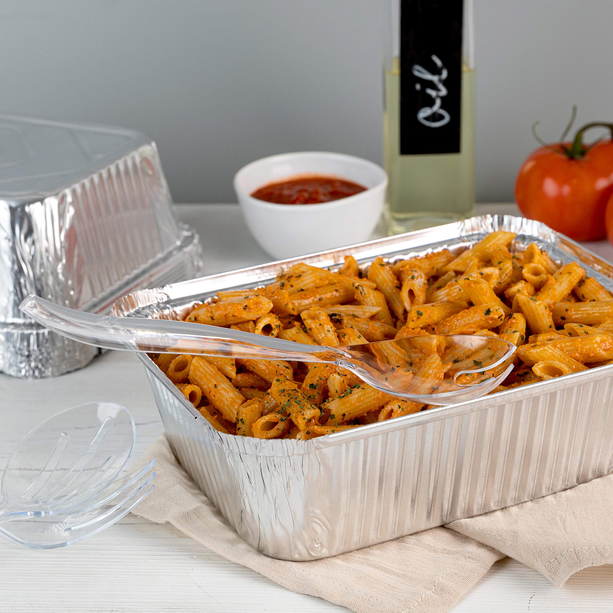 Plasticpro Disposable Plastic Serving Utensils Set of 4 Salad Spoons  And 4 Salad Forks  Clear Heavyweight