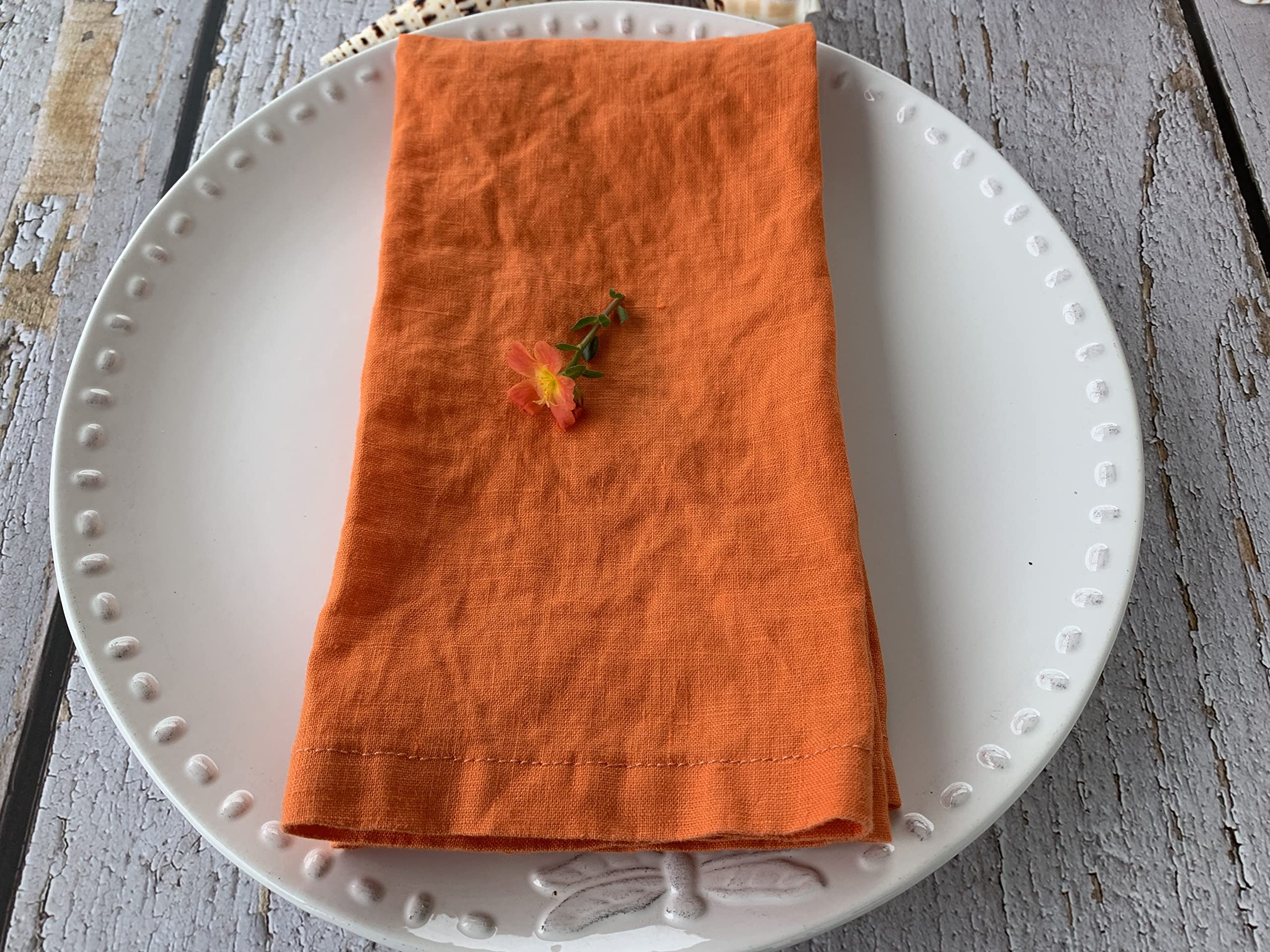 Linen Napkins -100% French Flax - Stonewashed Pure Linen Cloth Napkins - Size 18 Inch X 18 Inch - Set Of 4, Tropics (Tropical Or