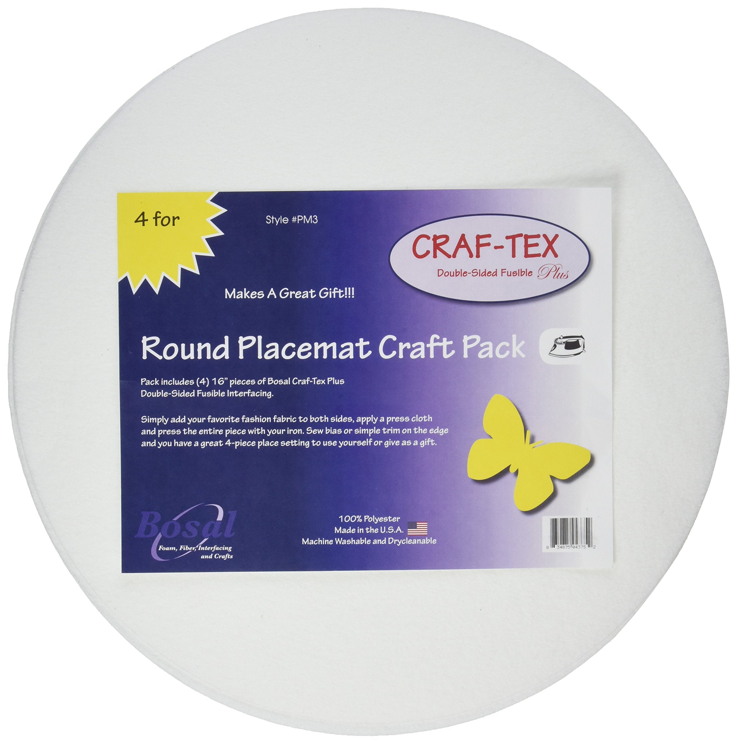 Bosal Round Placemat Craft Pack, White