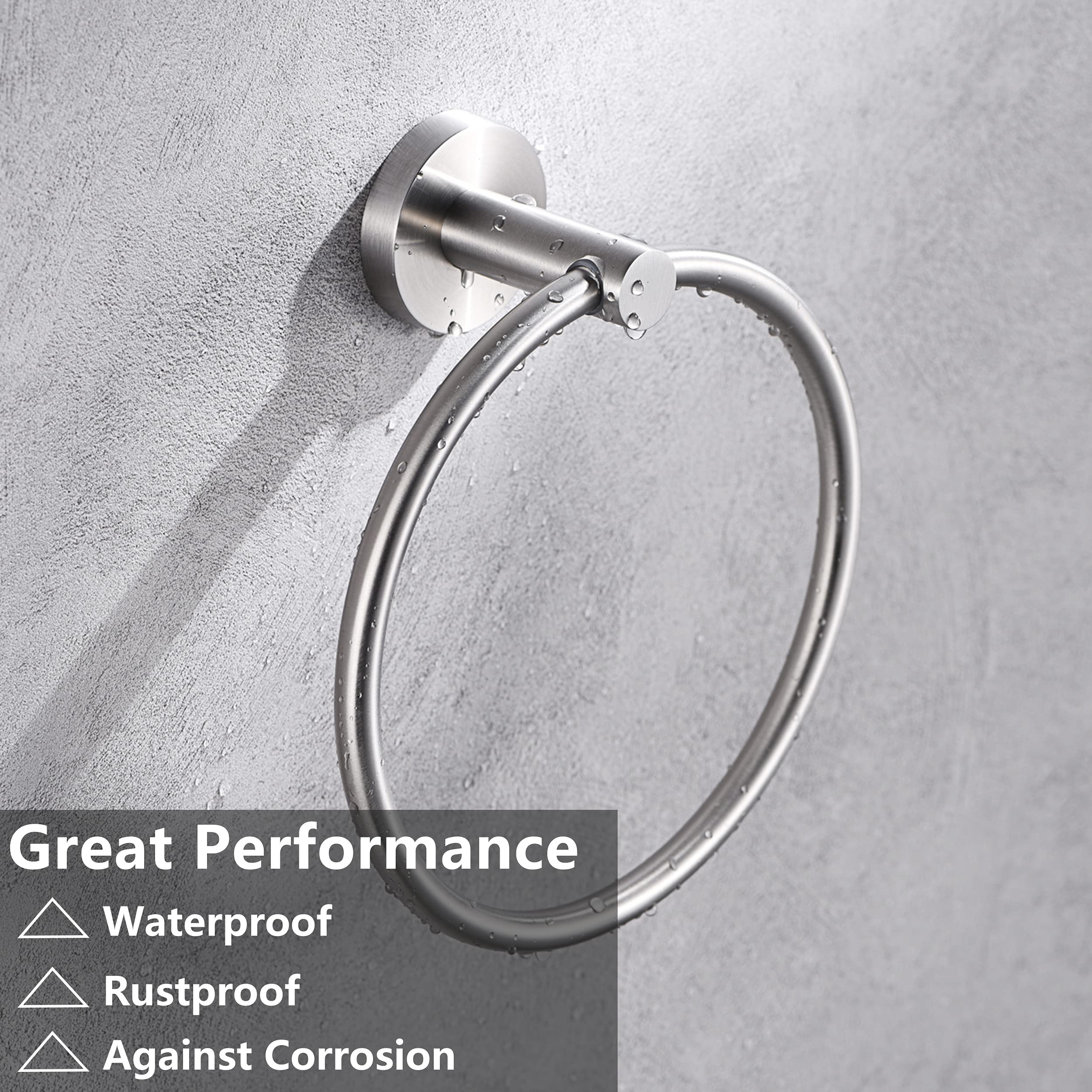 Brushed Nickel Toilet Paper Holder  Towel Ring Set 2 Pieces Hand Towel Holder for Bathroom Hardware Accessories Set SUS304 Stainless Steel Sturdy Wall Mount Bathroom Holder