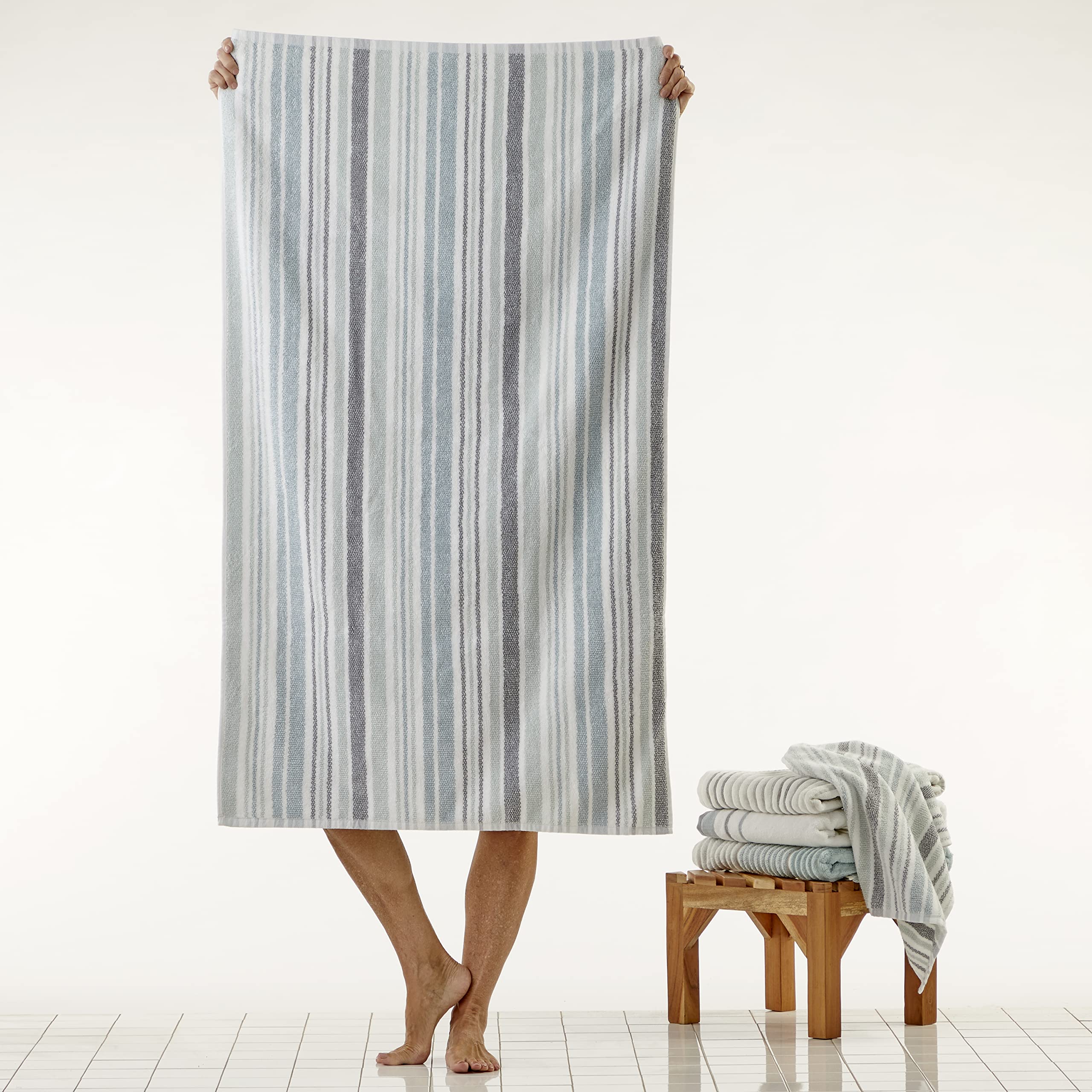 Skl Home By Saturday Knight Ltd. Farmhouse Stripe Bath Towel,Multi 28X54