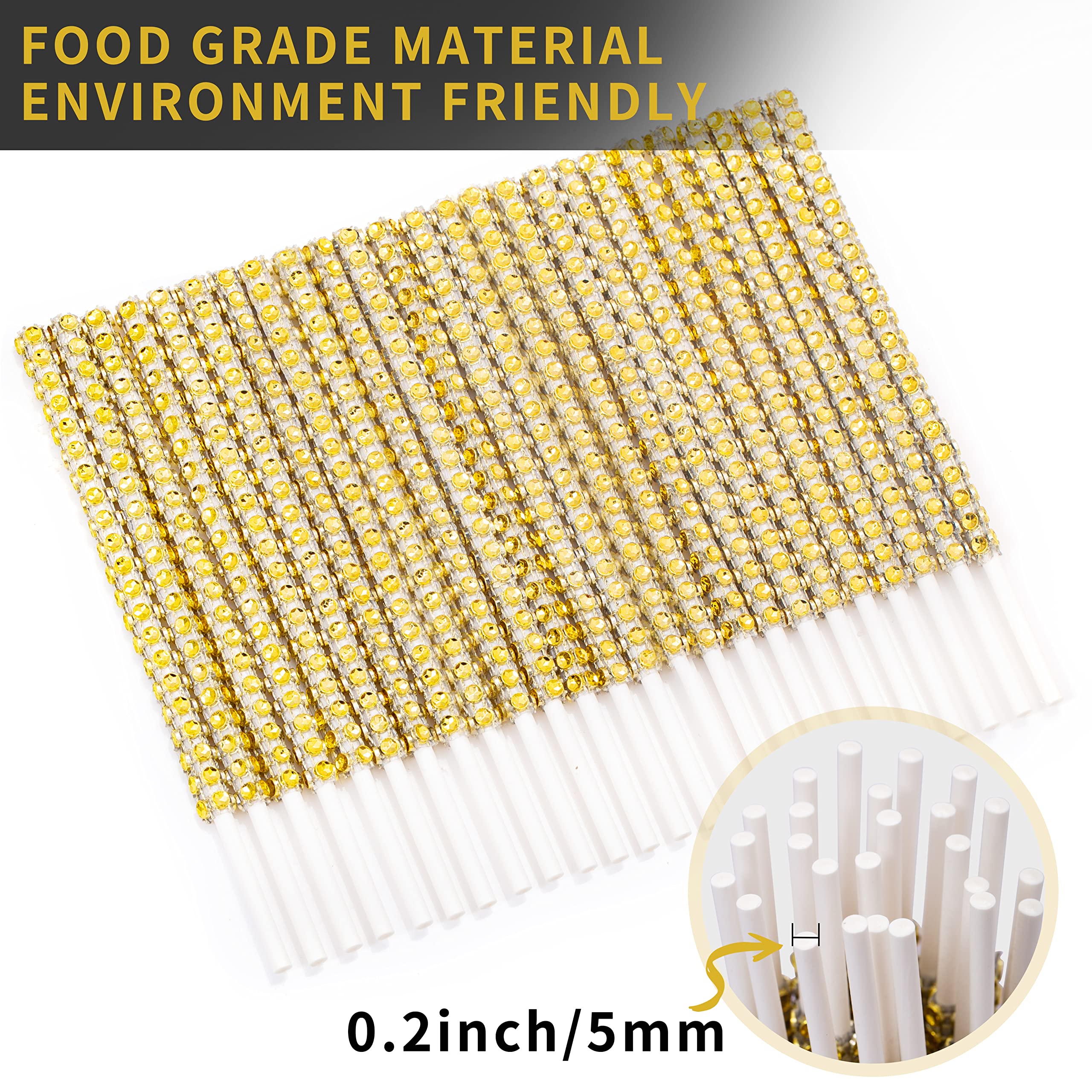 24 Pack Bling Cake Pop Sticks And Wrapper Kit, Rhinestone Lollipop Making Decor Set With Twist Ties & Bags, Diamond Candy Holder