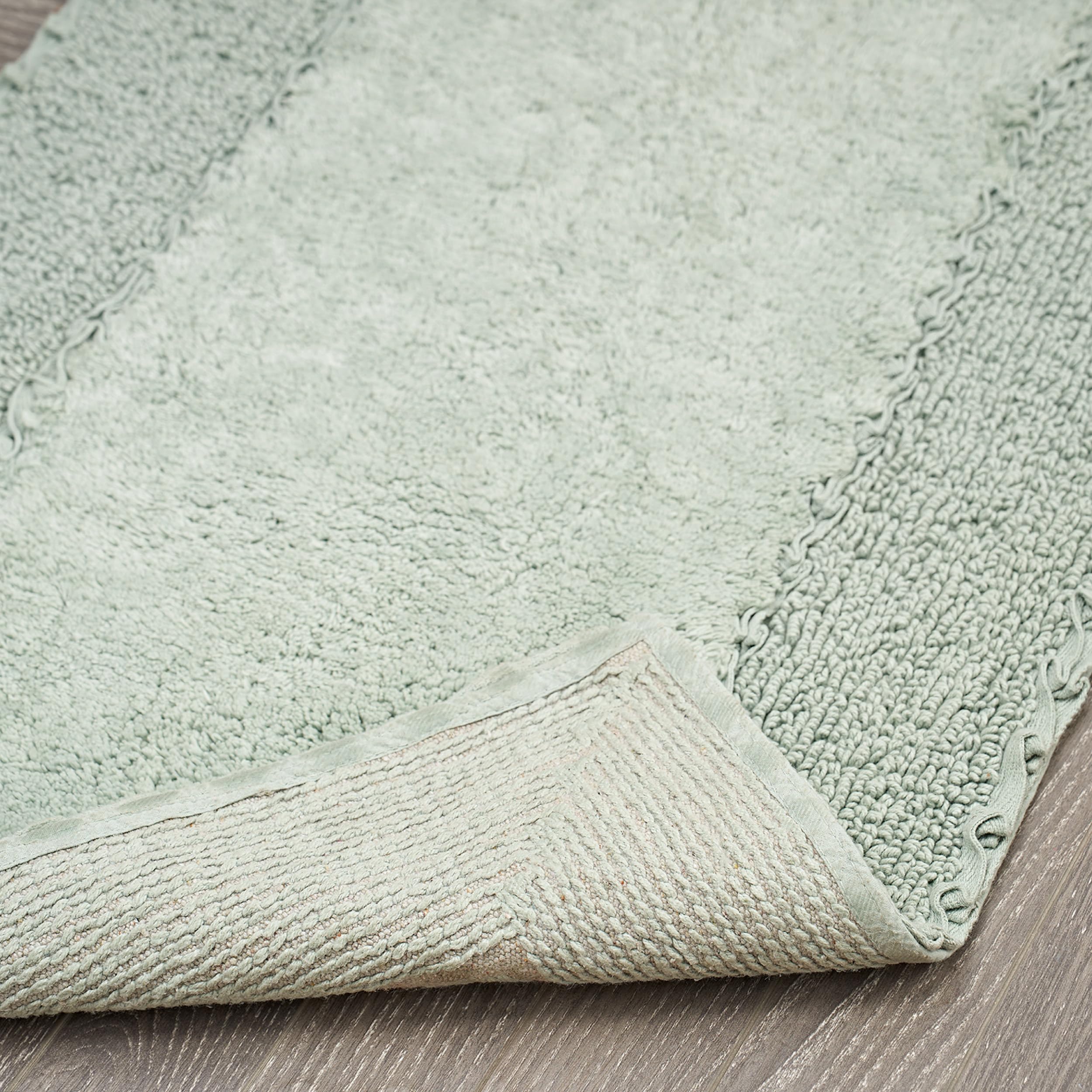 Laura Ashley Ruffle Border 100% Cotton Bath Rug, Sage Green, 17''X 24''