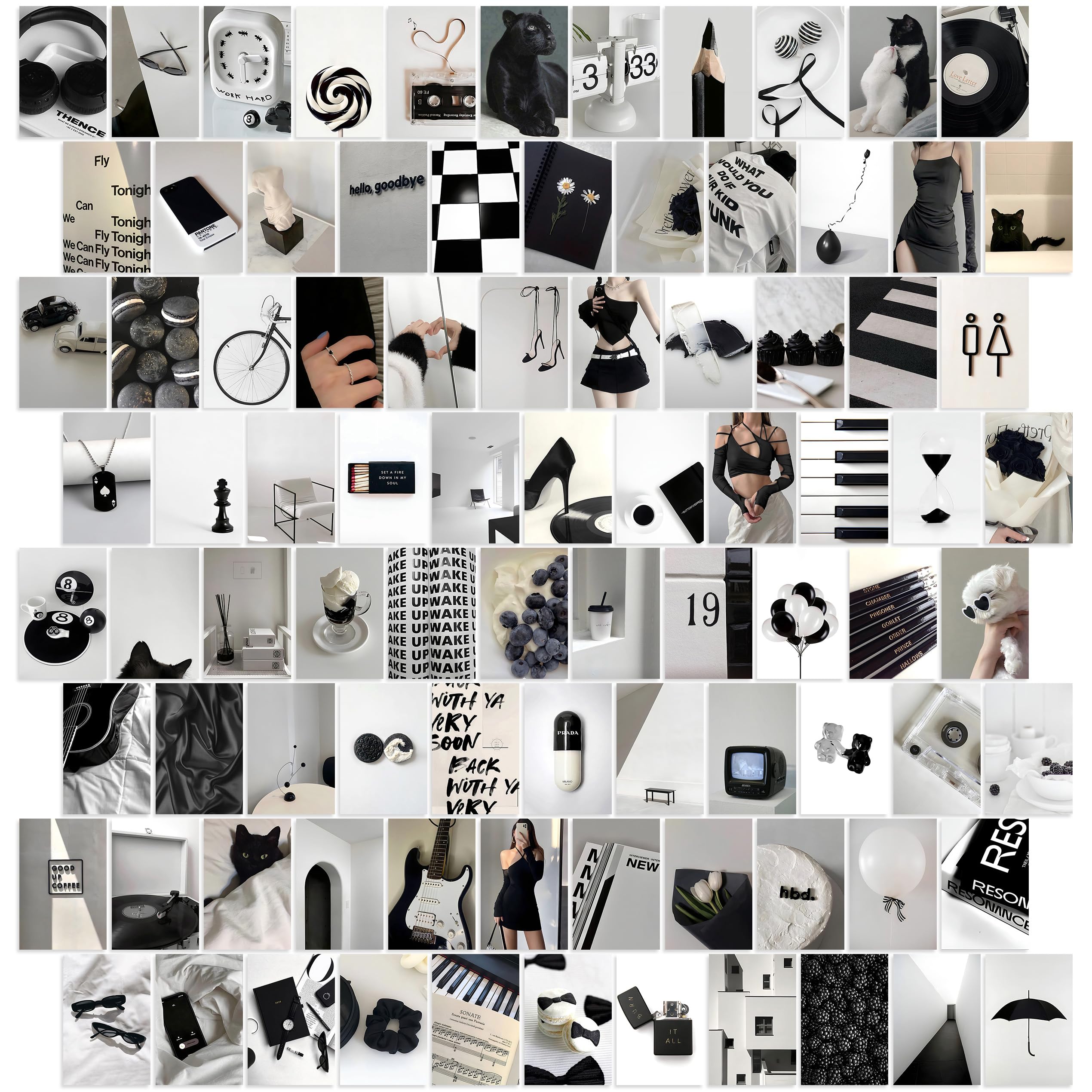 Y2K Boo Black And White Wall Collage Kit - 100 Trendy Monochrome Aesthetic Photos For Modern Spaces, Perfect Room Decor For Teen