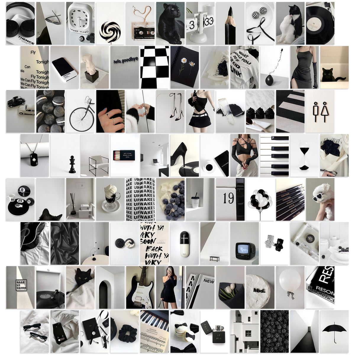 Y2K Boo Black And White Wall Collage Kit - 100 Trendy Monochrome Aesthetic Photos For Modern Spaces, Perfect Room Decor For Teen