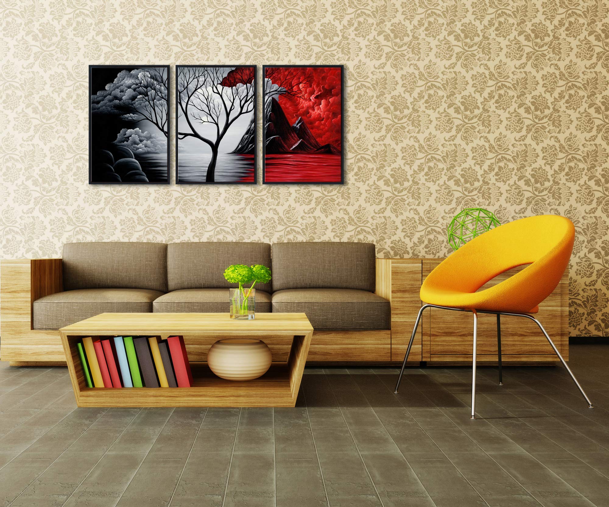 Wieco Art Large Size Framed Art Canvas Art Prints Wall Art The Cloud Tree Abstract Pictures Paintings For Bedroom Home Office De