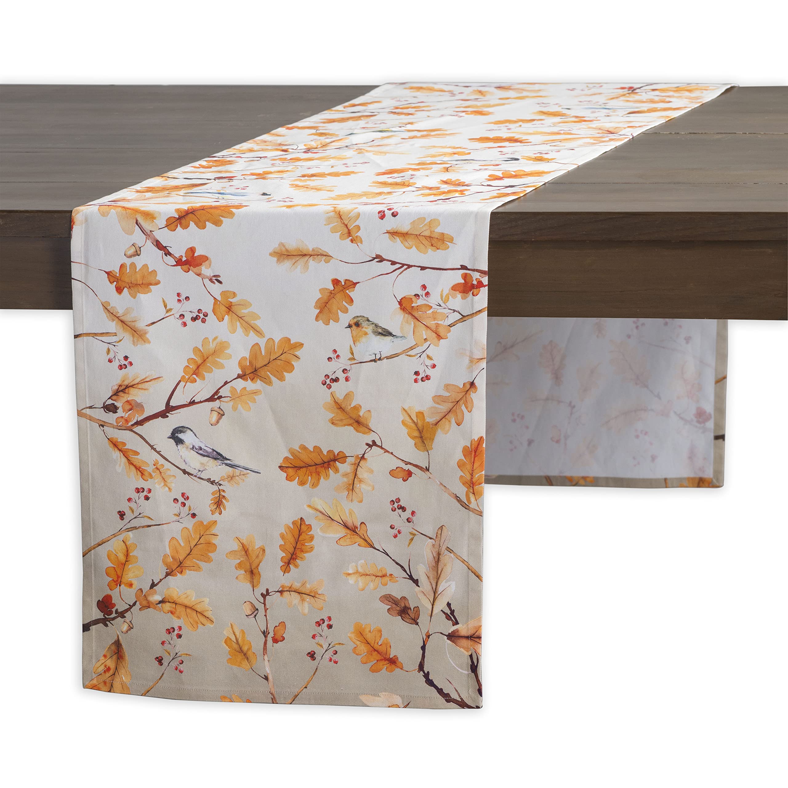 Maison D' Hermine Tablerunner 100% Cotton Table Runner Decorative Table Runners, Home, Wedding, Buffet & Camping, Oak Leaves (Si