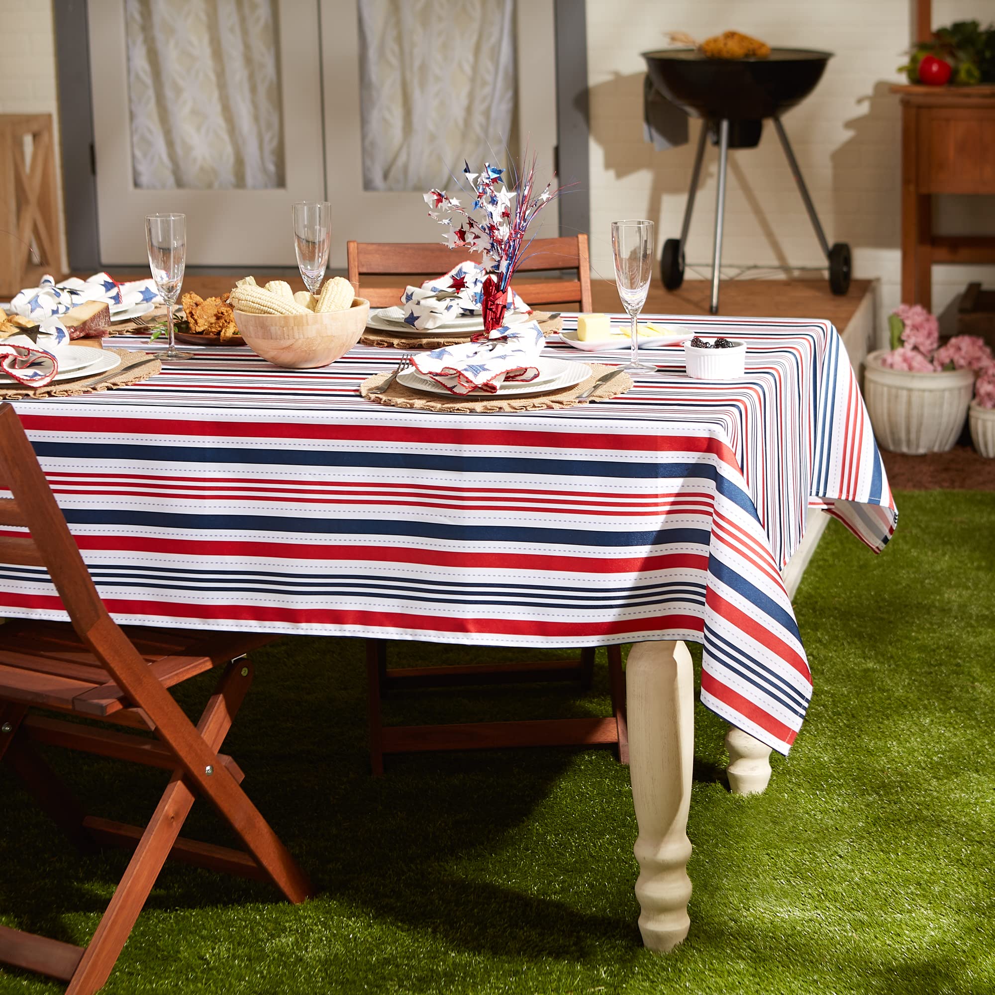 Dii 100% Polyester, Spill Proof And Waterproof, Machine Washable, Tablecloth For Outdoor Use, 60X120'', 4Th Of July Patriotic St