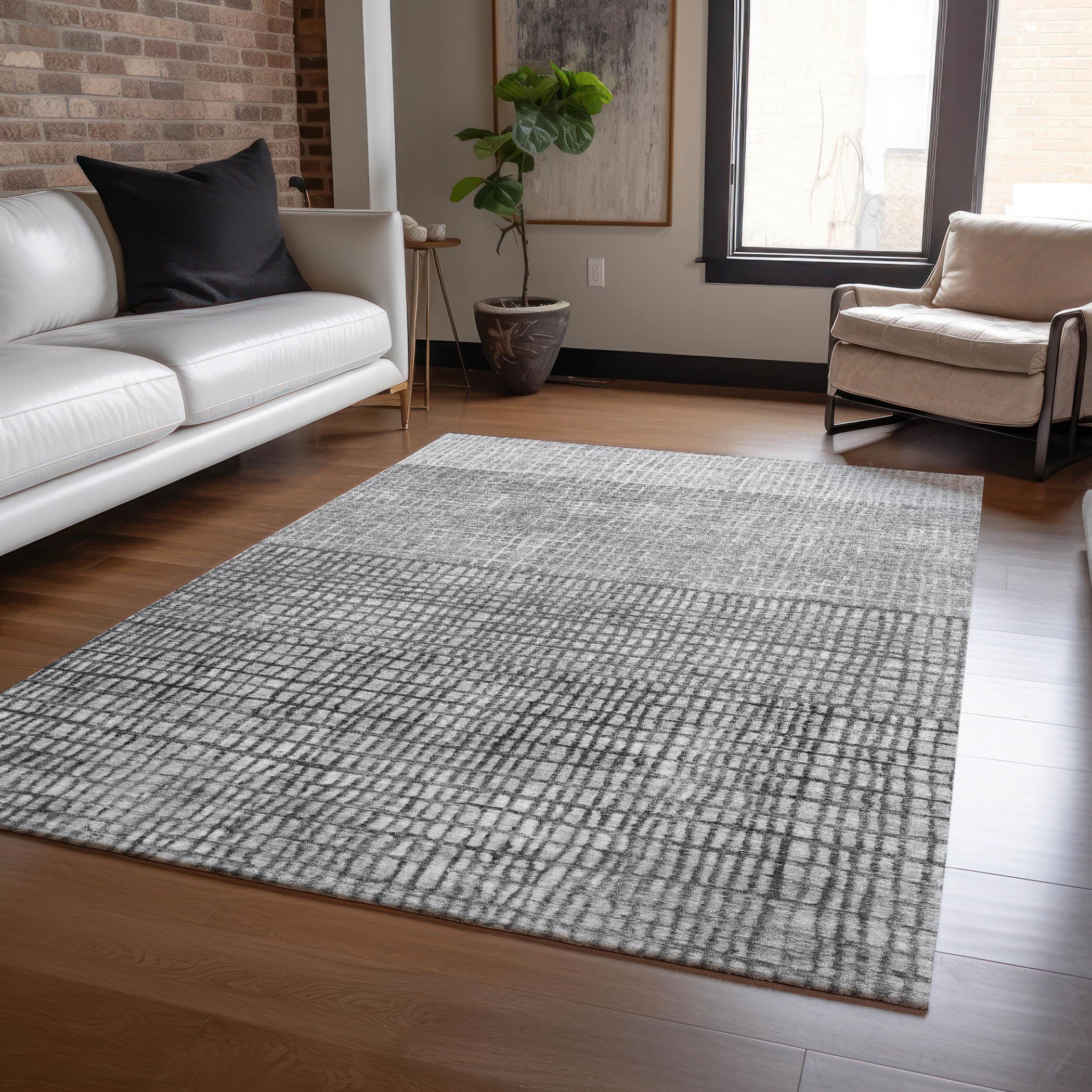 Machine Washable Indoor/Outdoor Chantille Gray 8 x 10 Rug