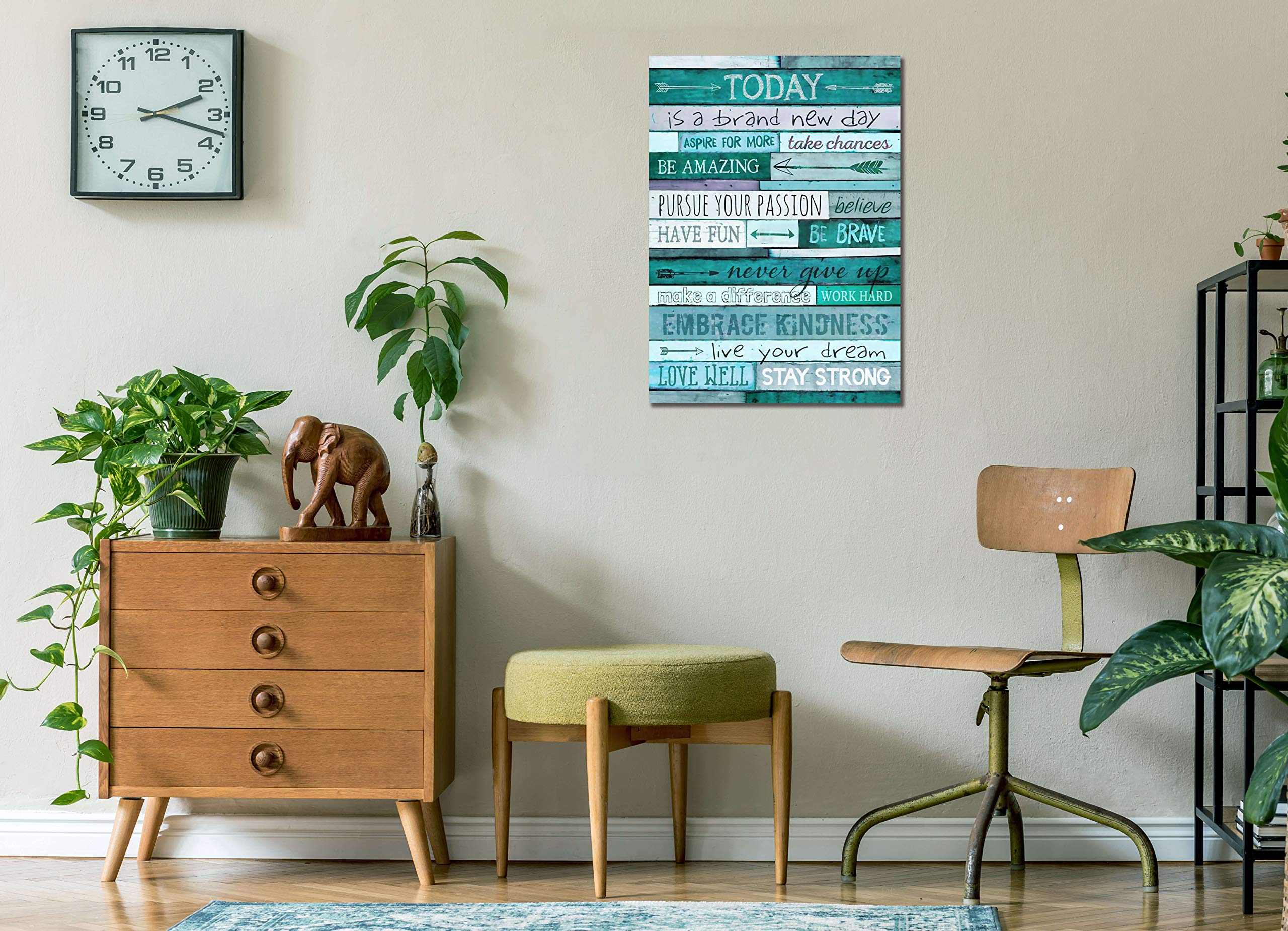 Inspirational Wall-Art - Quotes Office Wall Decor - Teal Wall Decor For Bedroom - Word Artwork For Home Walls With Framed Canvas Art Size 16''x24''