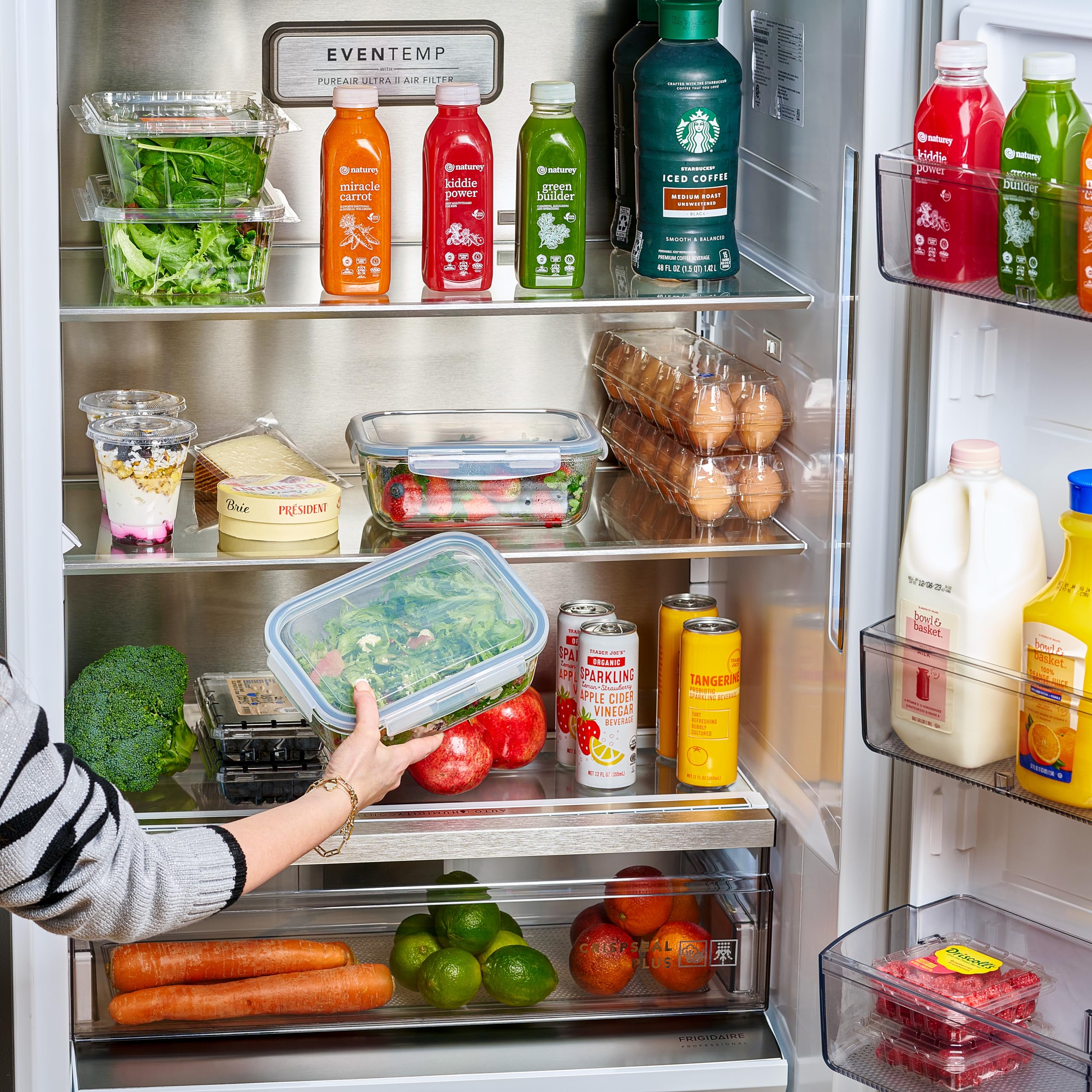 4Pc Set Of 8 Cup Large Glass Food Storage Containers With Lids - Airtight Meal Prep Container With Lid Lock - Freezer Microwave