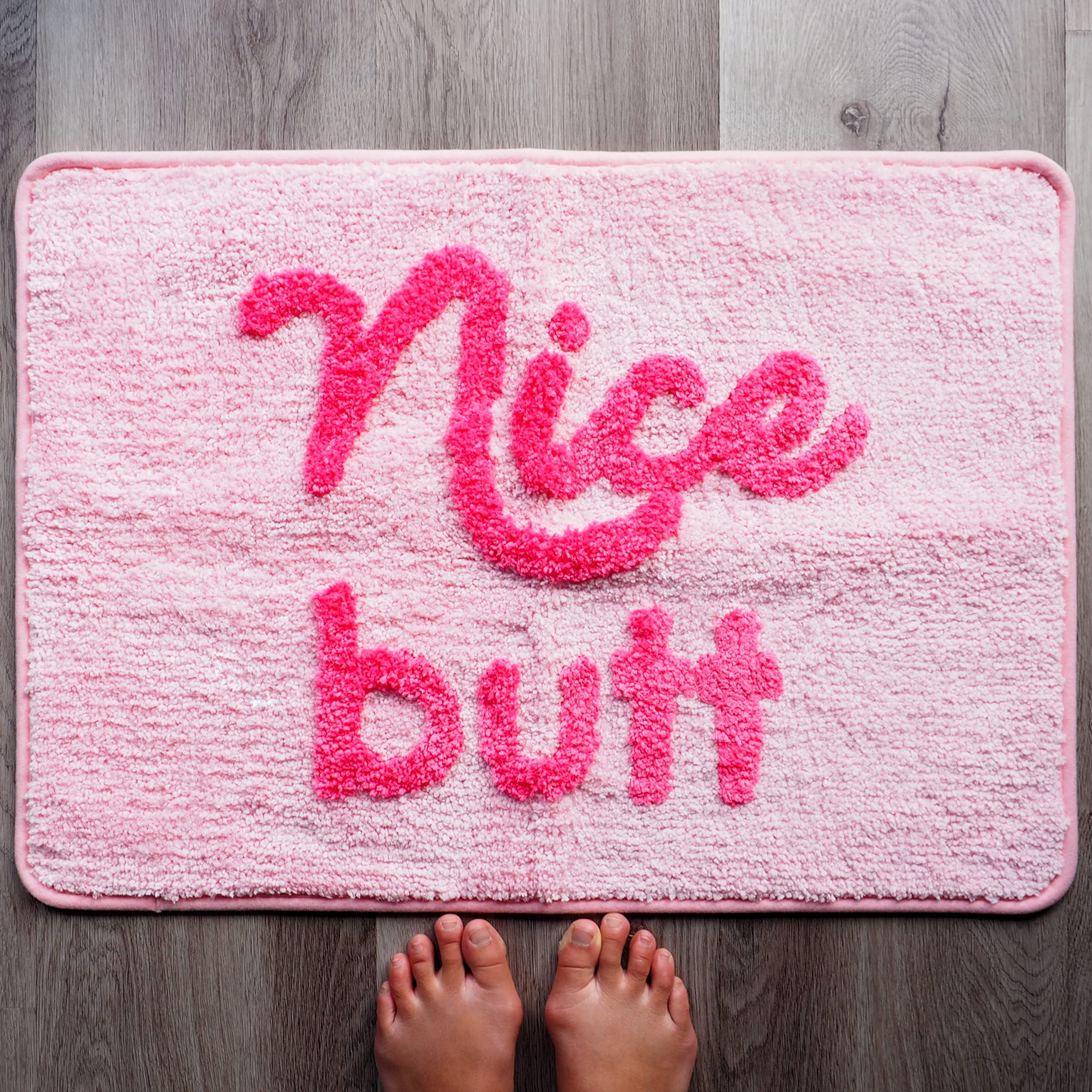 Nice Butt Bath Mat Pink Bum Funny Cute Bathroom Rugs Peach Blush Rug Shower Funny Bathroom Decor For Girls Fun Cute Bath Mat Non