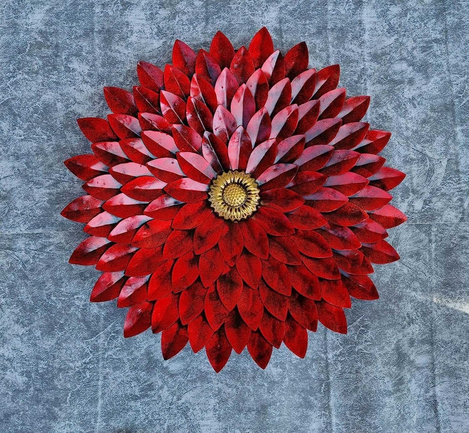 RSN Antique Red Flower Metal Frame Wall Dcor entrance/Wall Hanging for Living Room, Wrought iron Wall Art Decor Hanging for home