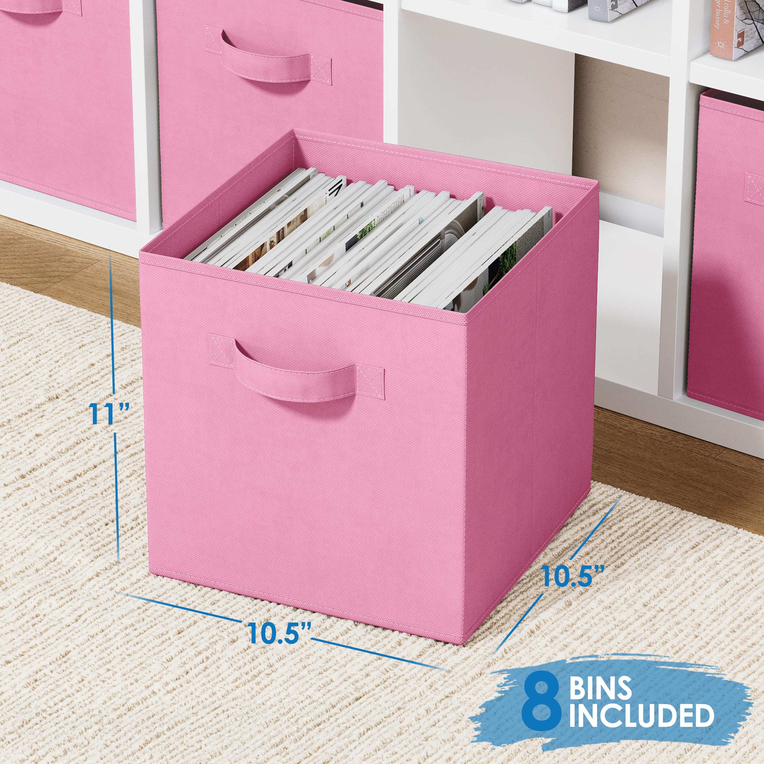 Royexe Storage Cubes - 11 Inch Cube Storage Bins (Set Of 8) Fabric Cubby Organizer Baskets With Dual Handles  Foldable Closet Sh