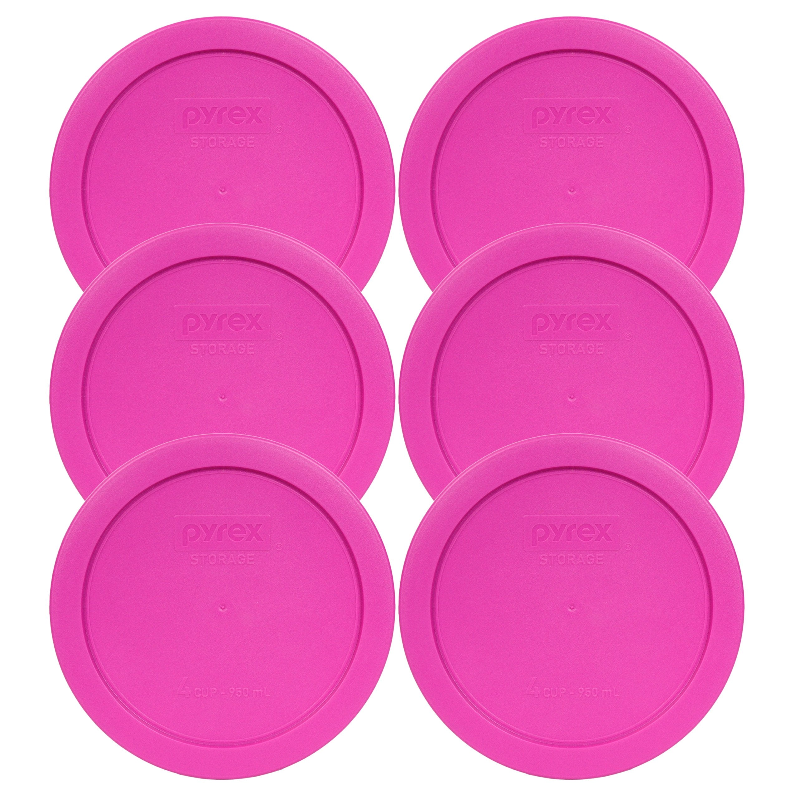 Pyrex 7201-Pc Round 4 cup Storage Lid for glass Bowls (6, Berry Pink)