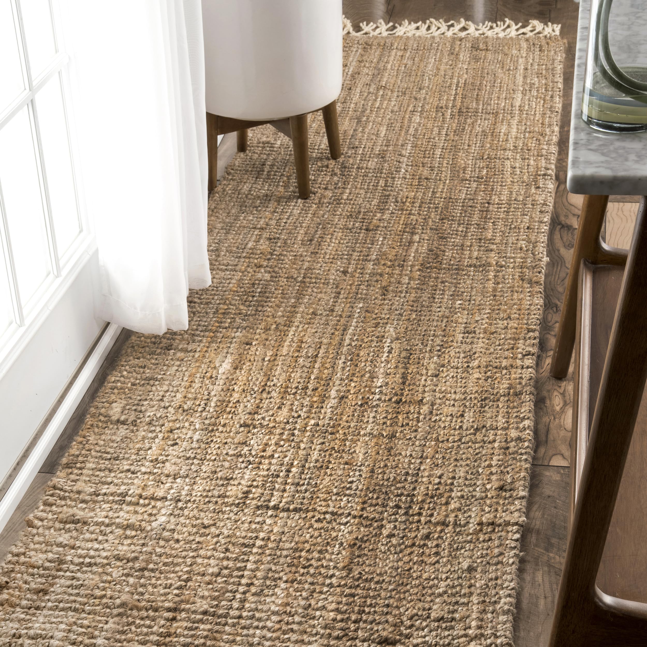 nuLOOM Raleigh Farmhouse Jute Tasseled Runner Rug, 2 6 x 6, Natural