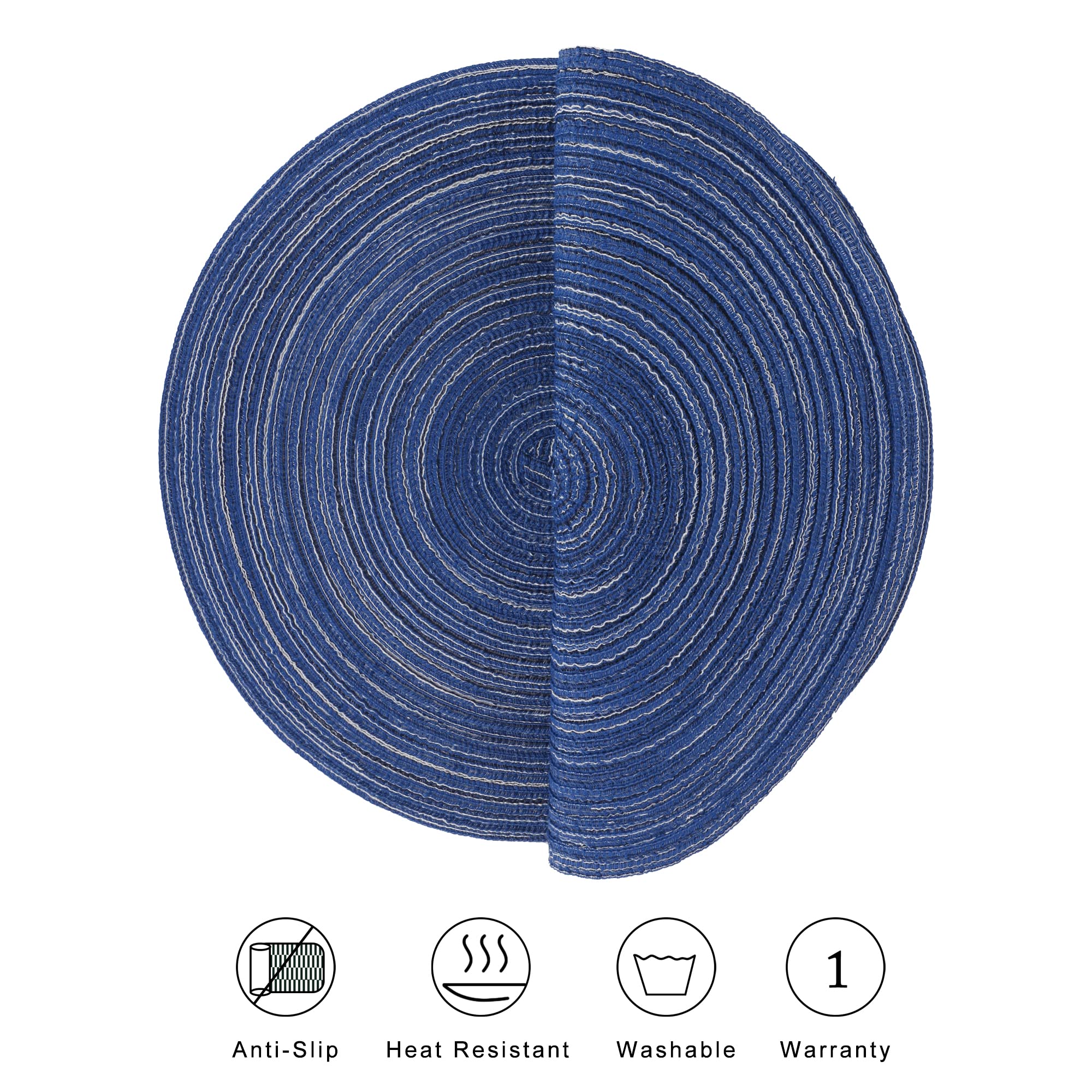 Karlesi 15 Inch Round Placemats Non Slip Heat Resistant Braided Table Mats For Kitchen,Fall, Dinner Parties, Bbqs, Indoor And Ou