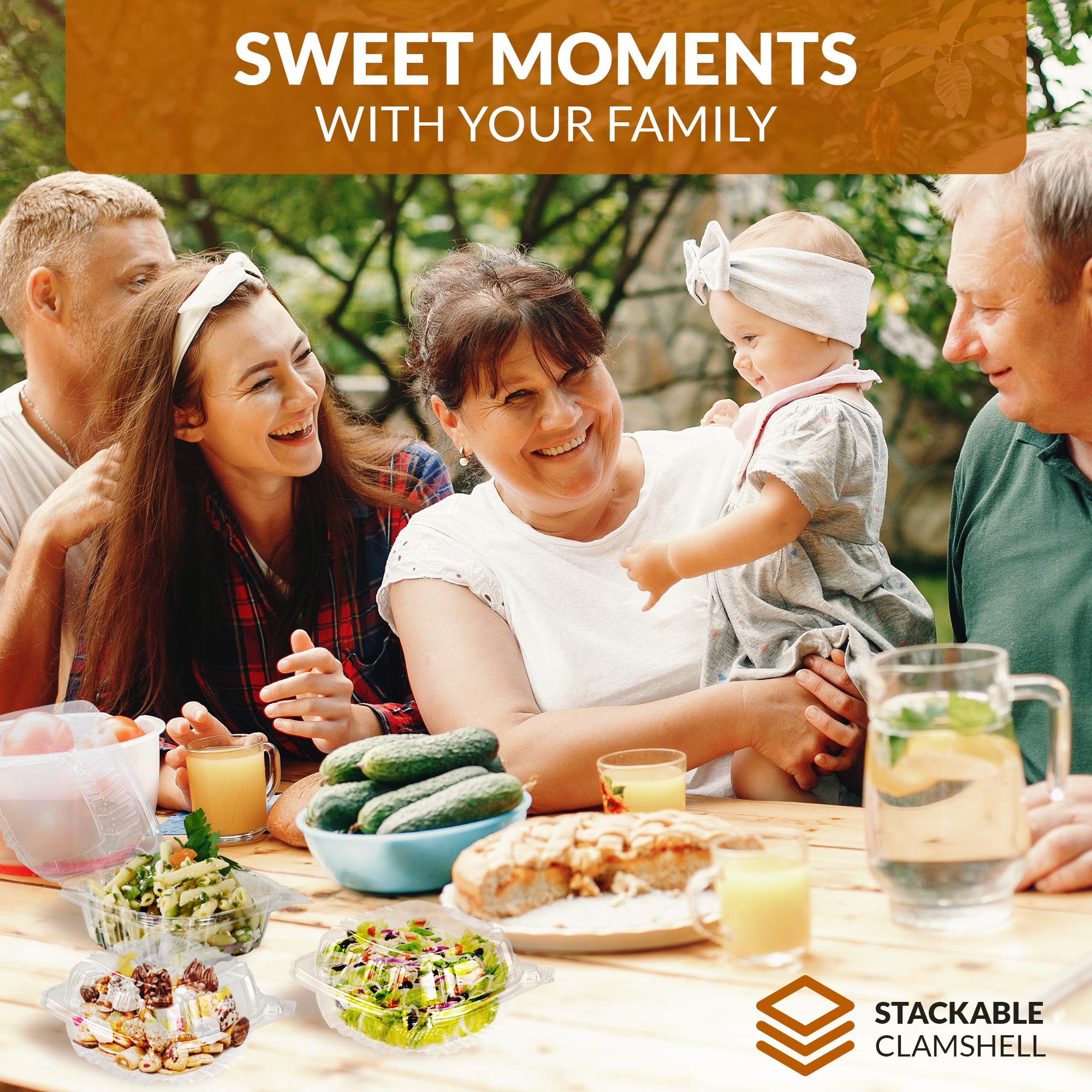 Fit Meal Prep 50 Pack 5.38'' X 5.25'' X 2.63'' Clear Hinged Plastic Containers, Clamshell Take Out Containers, Bakery To Go Disp