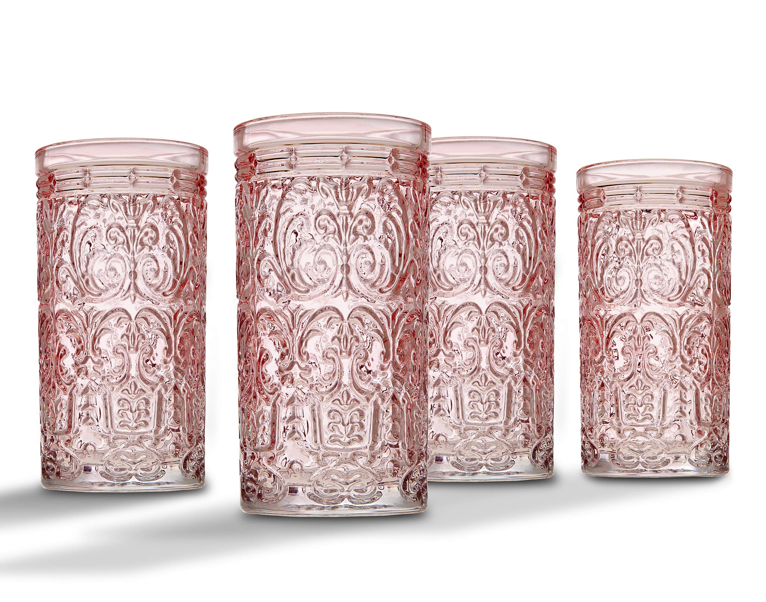 Godinger Jax Highball Beverage Glass Cup Pink - Set Of 4