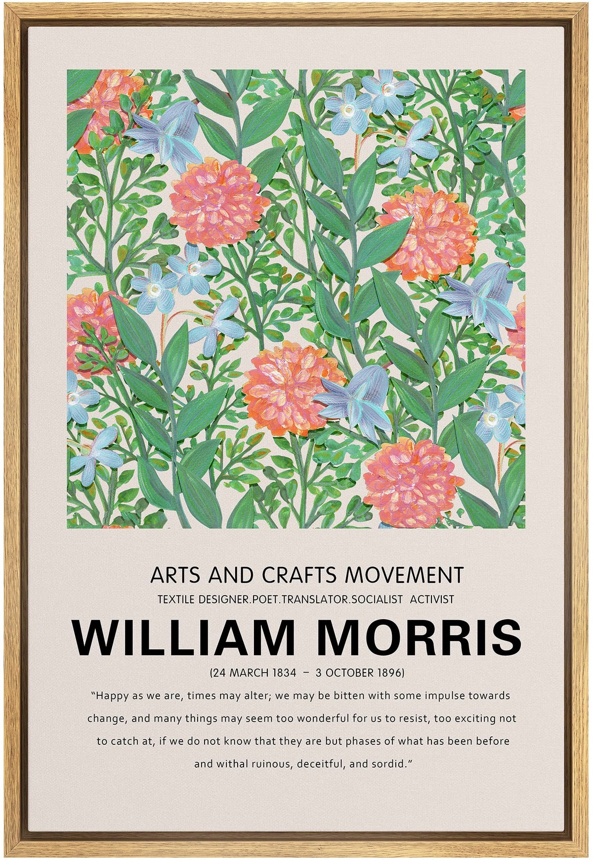 Signleader Framed Canvas Print Wall Art William Morris Rose Flower Garden Nature Wilderness Illustrations Fine Art Rustic Scenic
