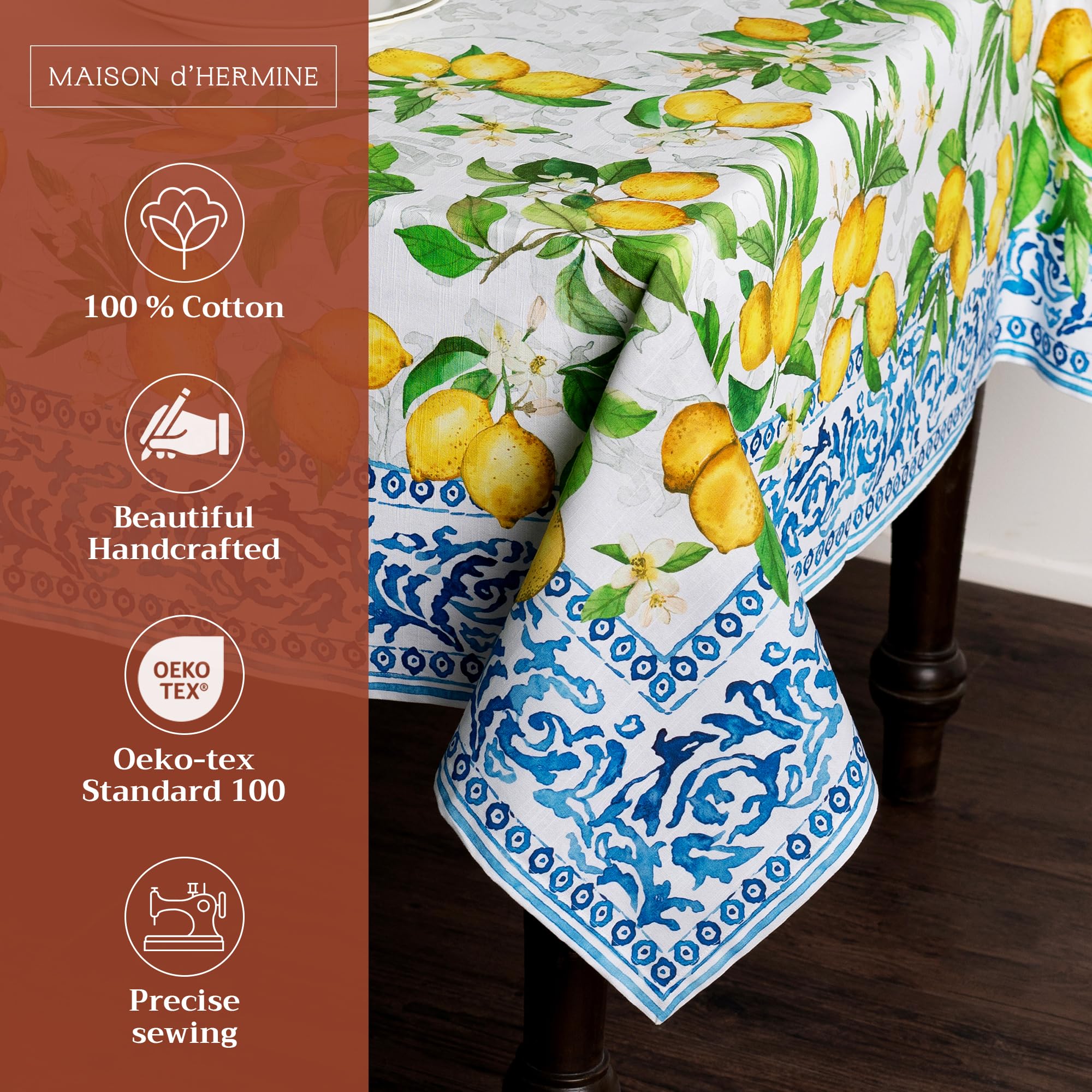 Maison D' Hermine Table Cover 100% Cotton 70X90 Decorative Tablecloth Washable Square Tablecloths For Gifts, Dining, Home, W