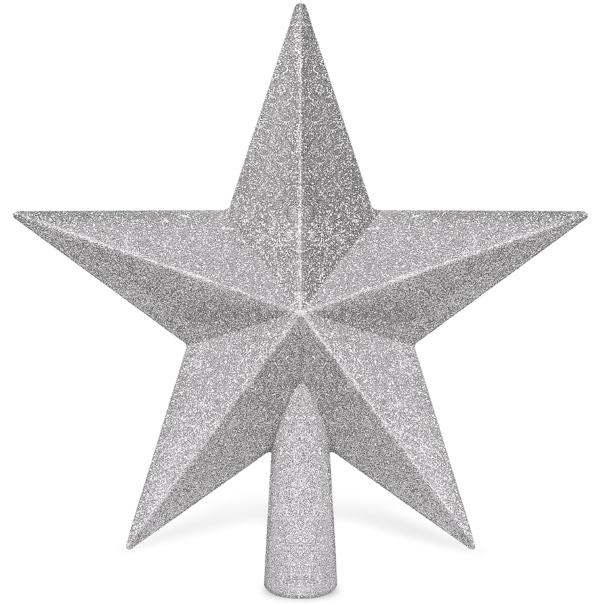 Tree Topper Star, 8 Silver Christmas Tree Topper with Glitter, 3D Bethlehem Star Xmas Tree Topper Decorations, Waterproof Shatte