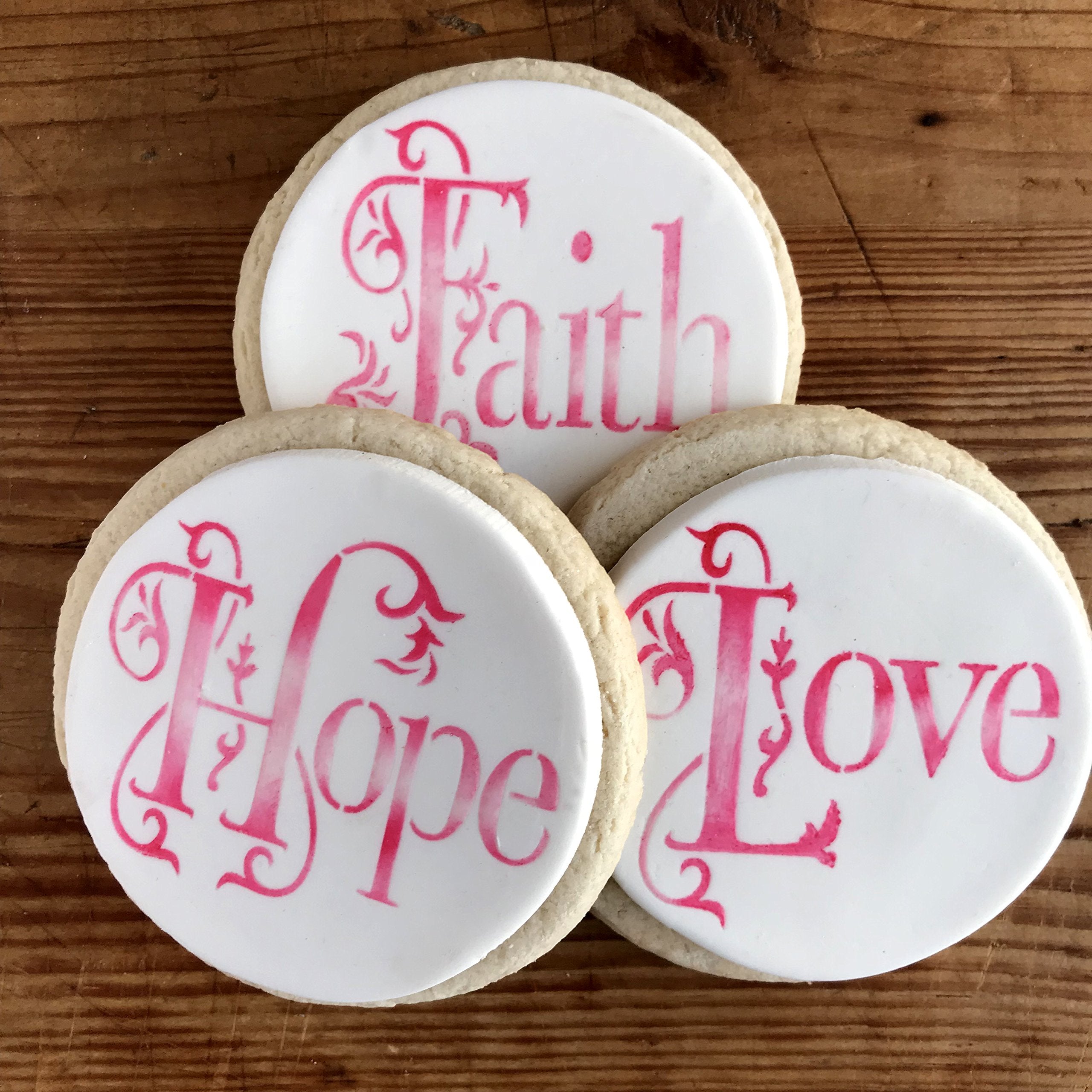 Hope, Faith And Love Cookie Stencil Set C1010 By Designer Stencils