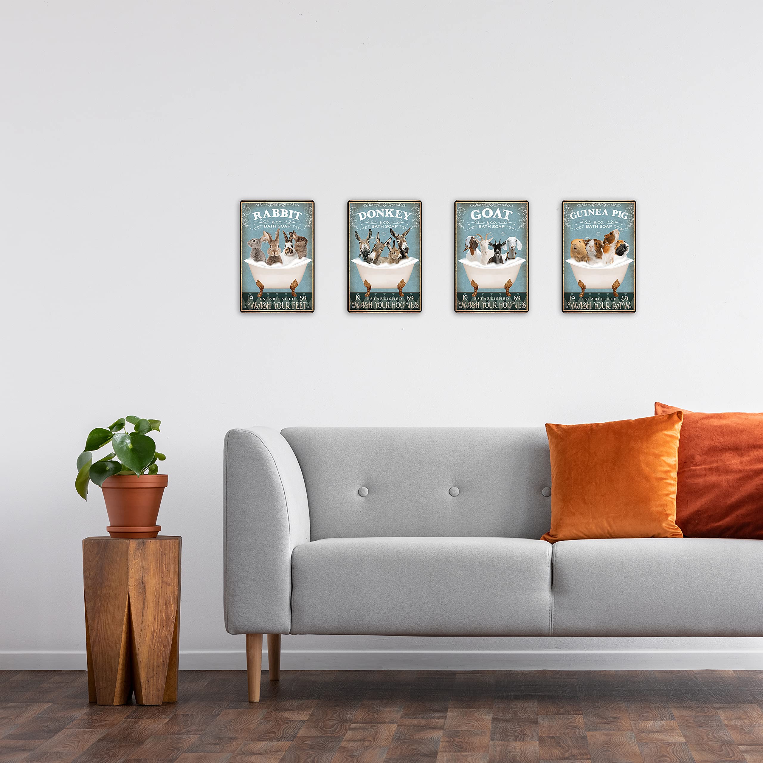 Funny Goat Decor Bathroom Decor Bathtub Decor Goat lovers Goat Accessories Farm Decor Goat Signs Wall Art Poster Retro Metal Poster Bar Home Bathroom Wall Decoration Sign 8x12 Inch