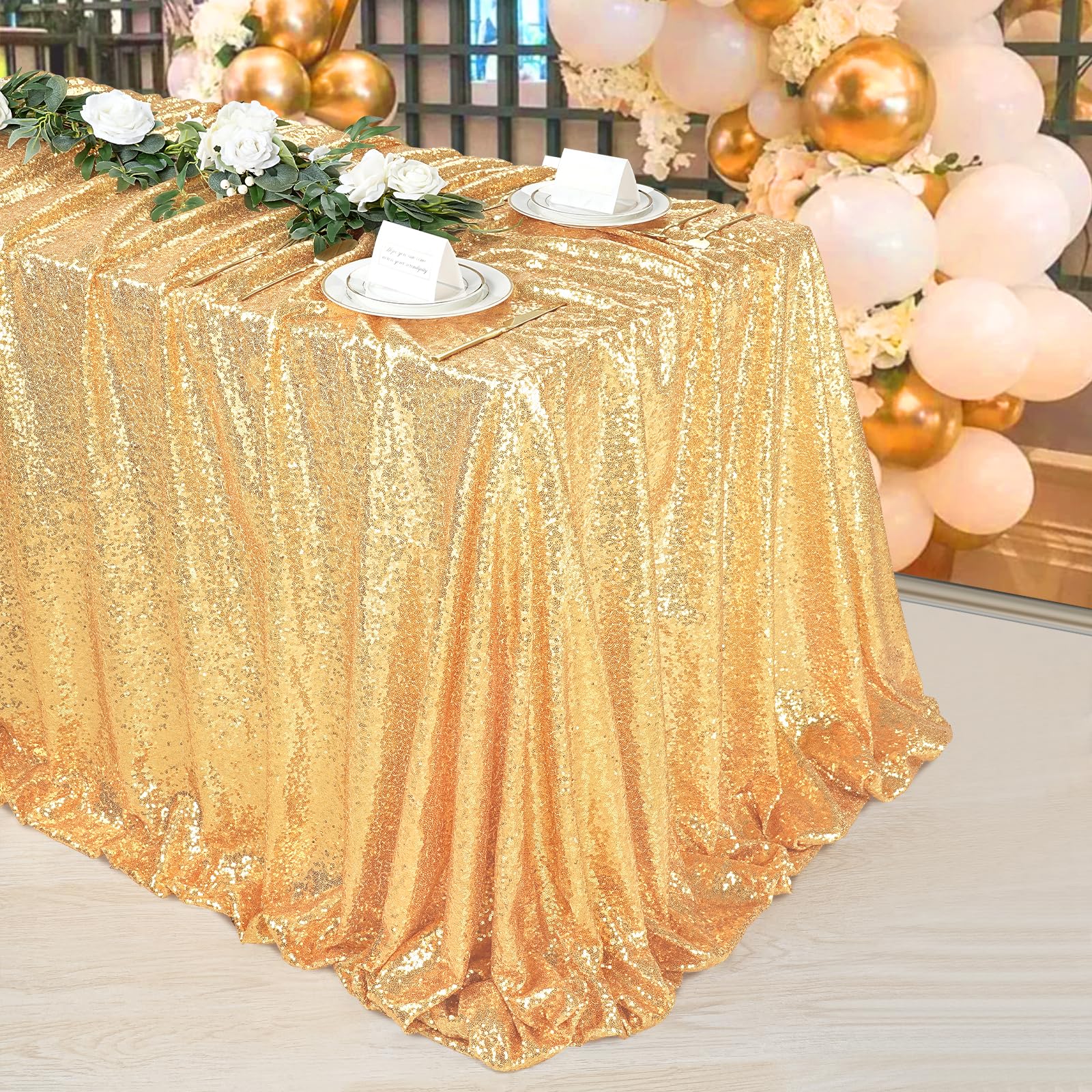 Sparkly Gold Sequin Tablecloth Rectangle Glitter Table Linen 60X102Inch Wedding Sequin Tablecloth Decorations