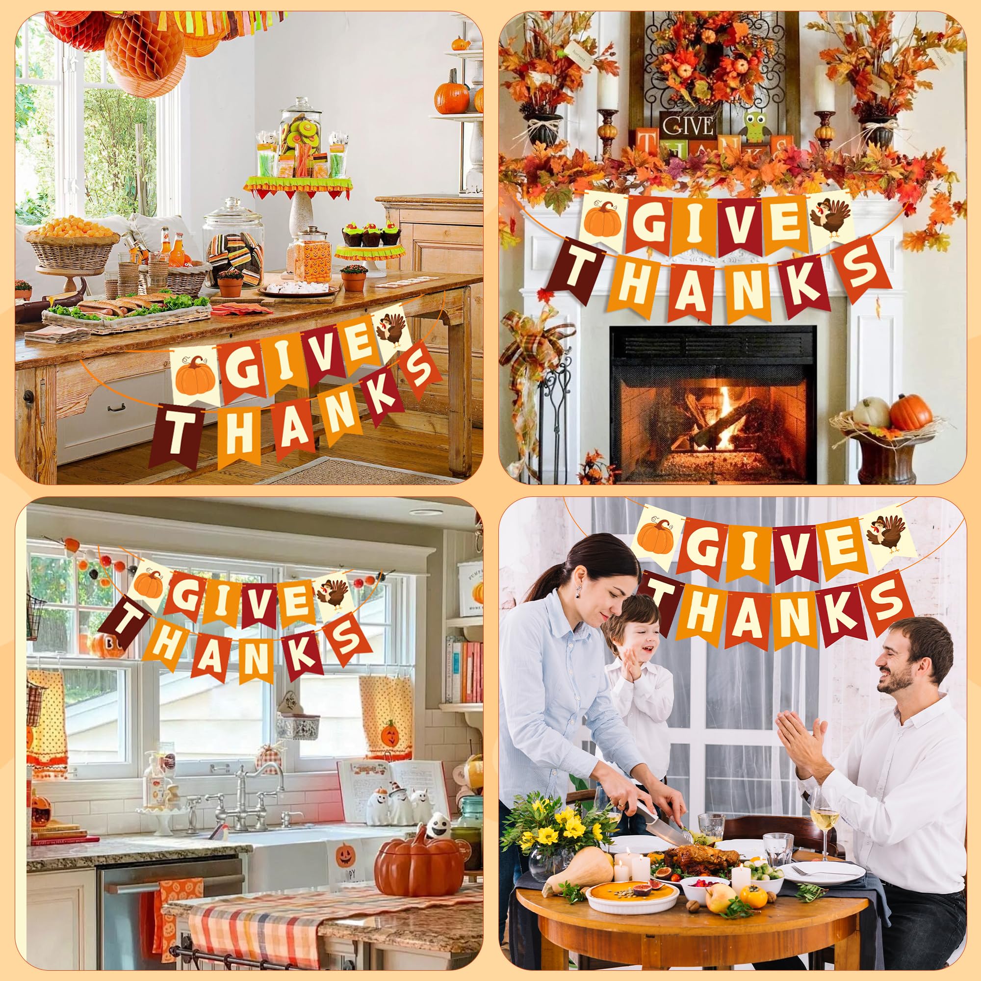 Ohome Thanksgiving Decorations - Thanksgiving Banner | Friendsgiving Party Decorations For Indoor Outdoor Outside - Thanksgiving