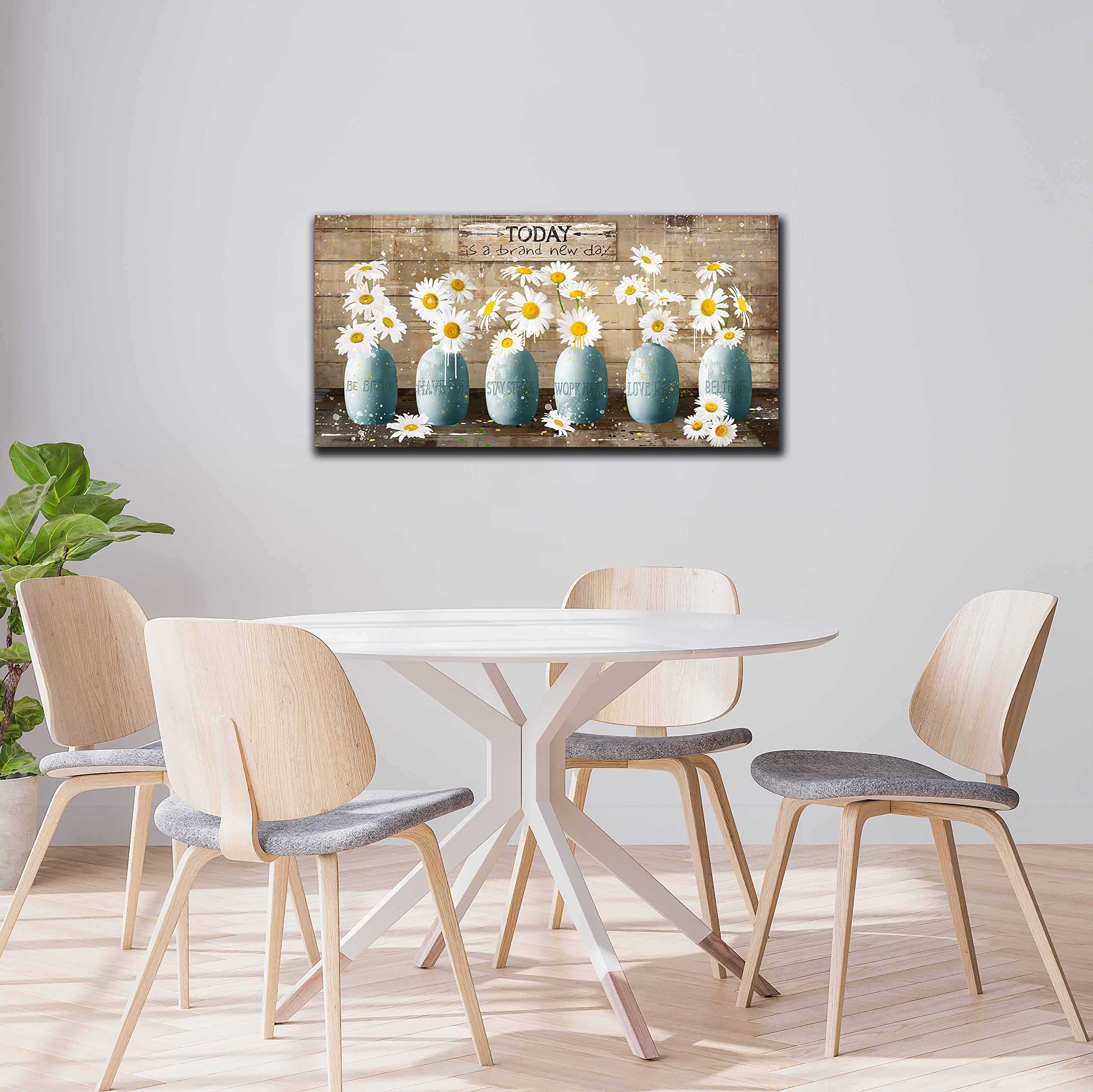 Daisy Flowers Canvas Wall-Art For Living Room - Flowers Picture Wall Art For Bedroom - Inspirational Gifts For Women Ready To Ha